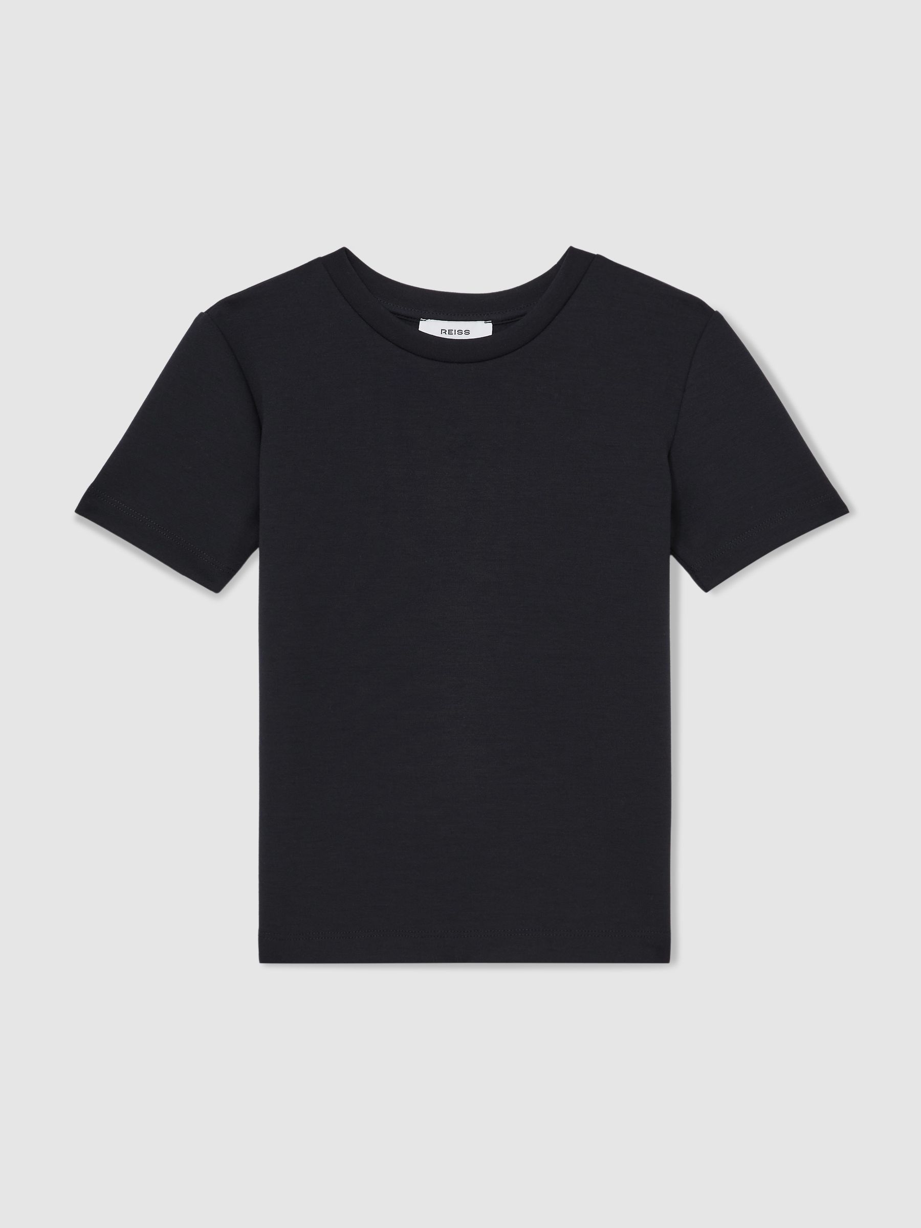 13-14 yrs Interlock-Jersey Crew-Neck T-Shirt in Navy - Image 1 of 4