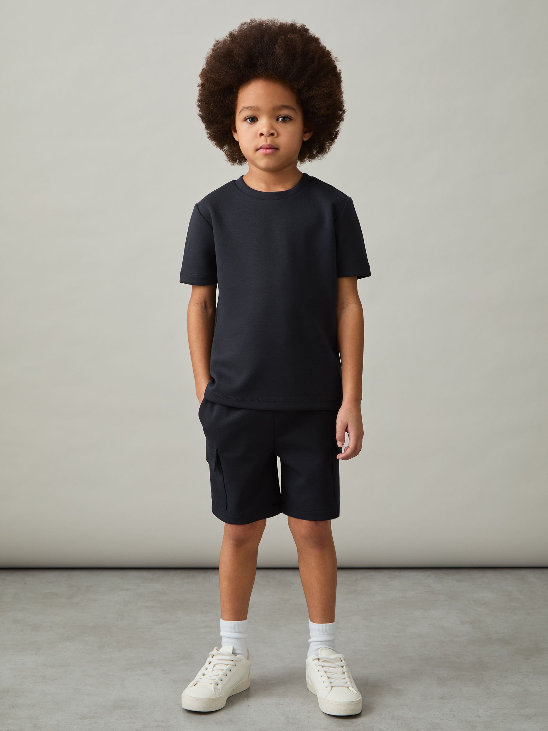 13-14 yrs Interlock-Jersey Crew-Neck T-Shirt in Navy - Image 2 of 4