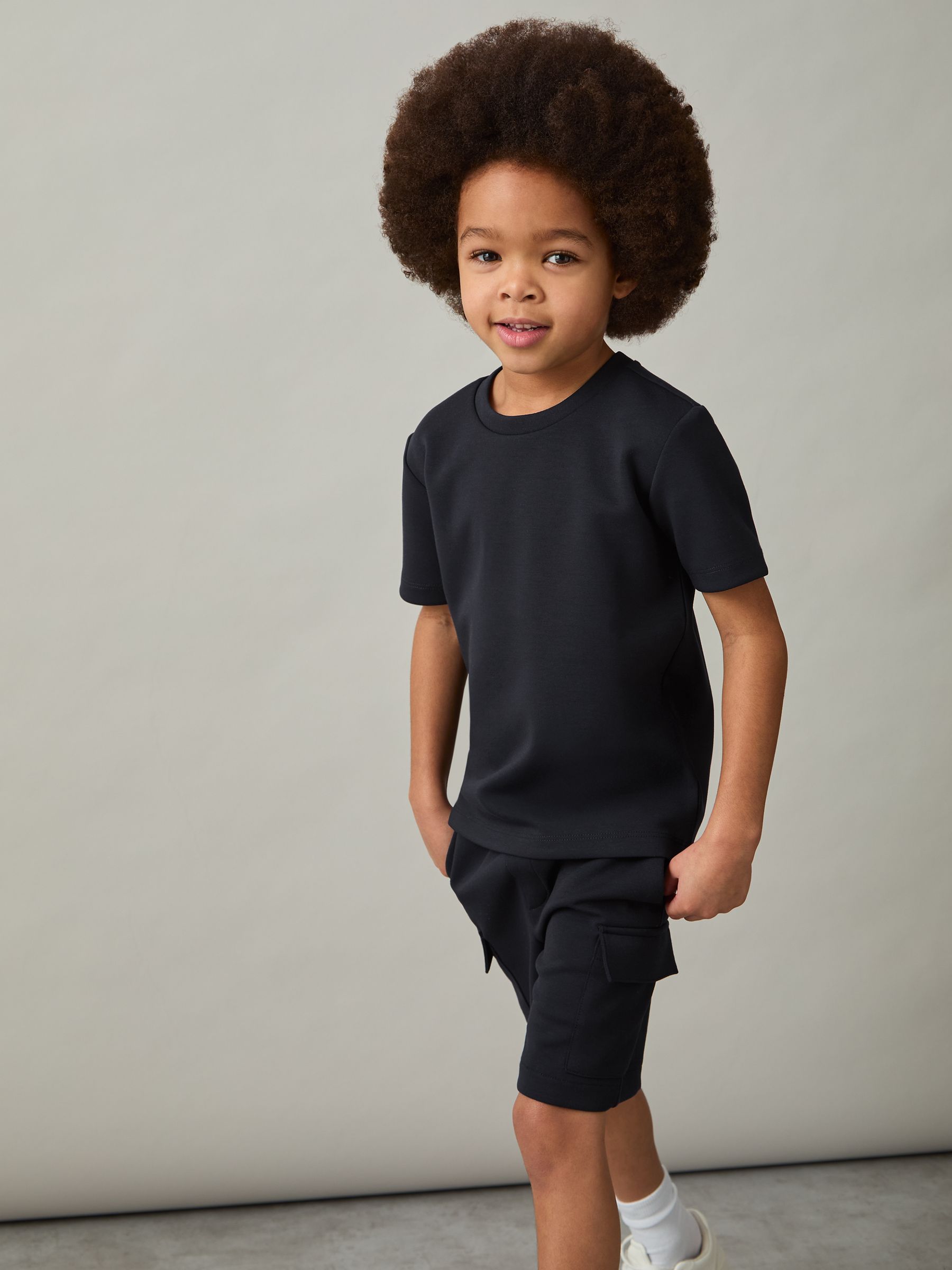 13-14 yrs Interlock-Jersey Crew-Neck T-Shirt in Navy - Image 3 of 4