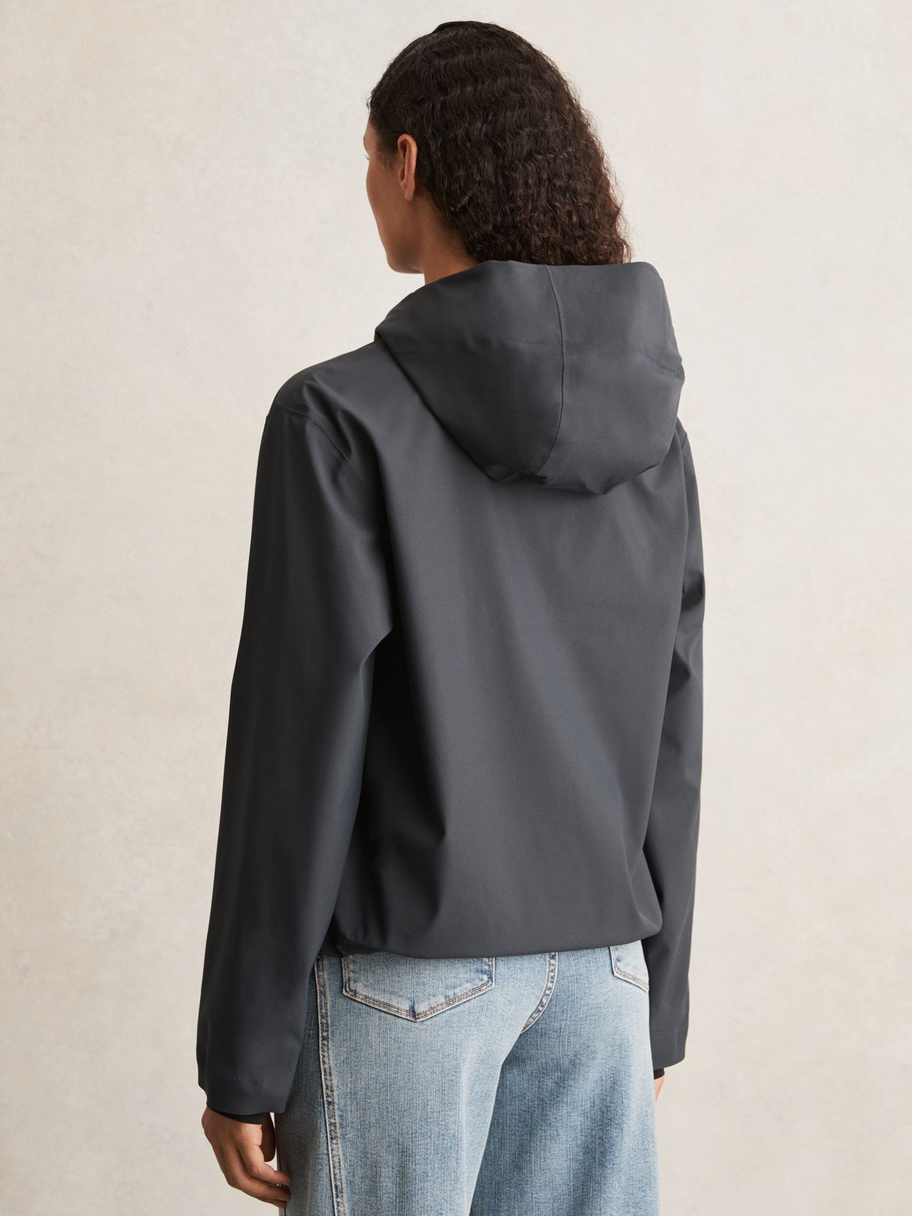 Rains Hardshell Short Jacket in Navy - Image 4 of 5