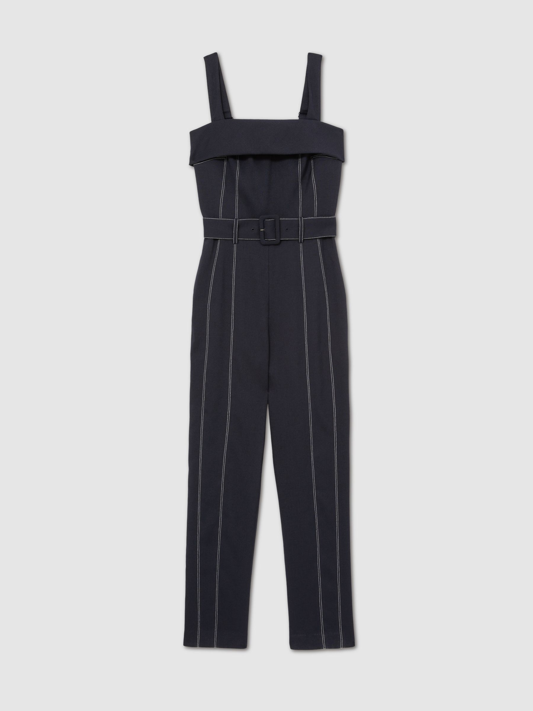 Contrast Stitch Structured Jumpsuit in Navy - Image 2 of 5
