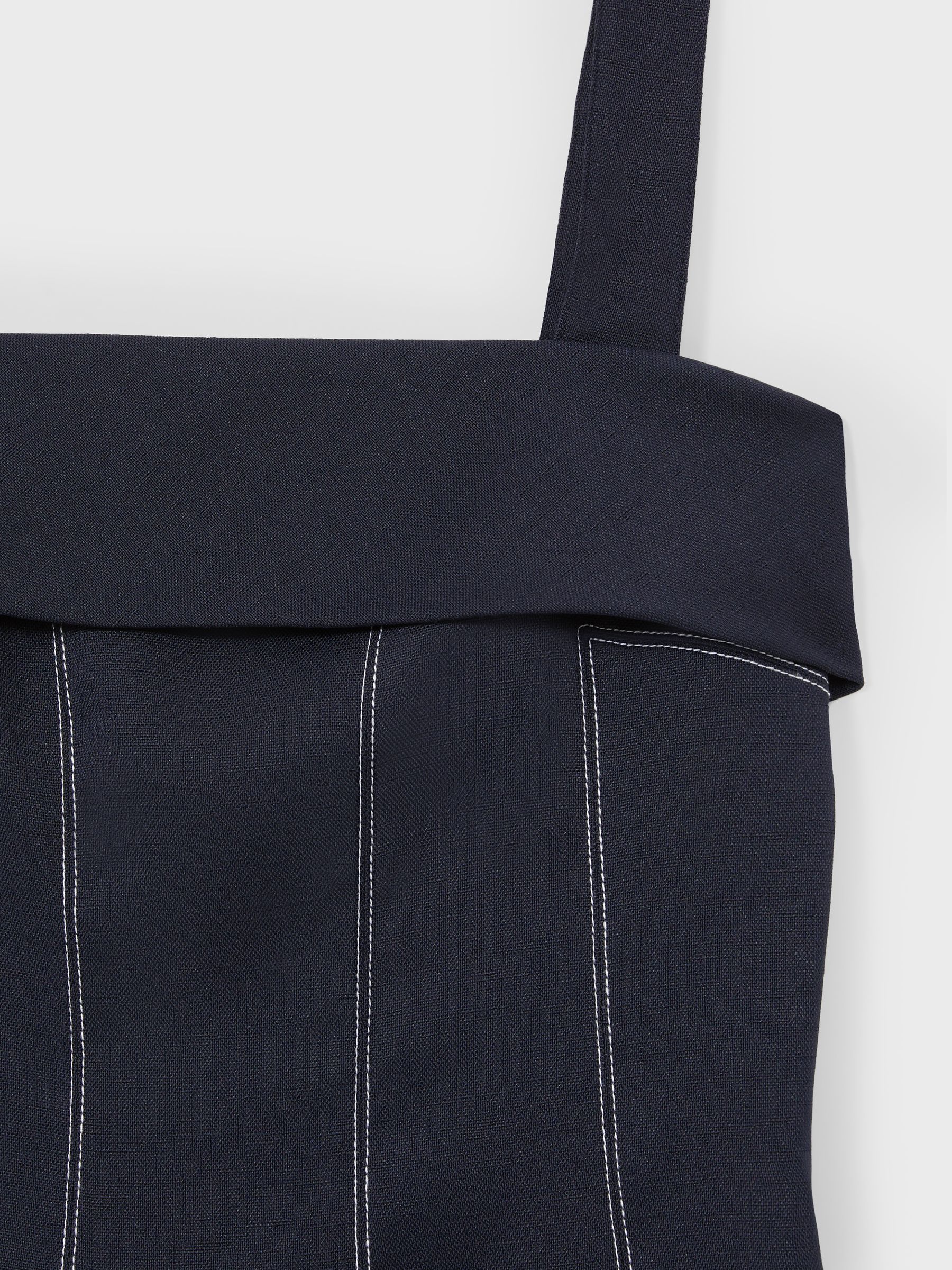 Contrast-Stitch Structured Mini Dress in Navy - Image 6 of 6