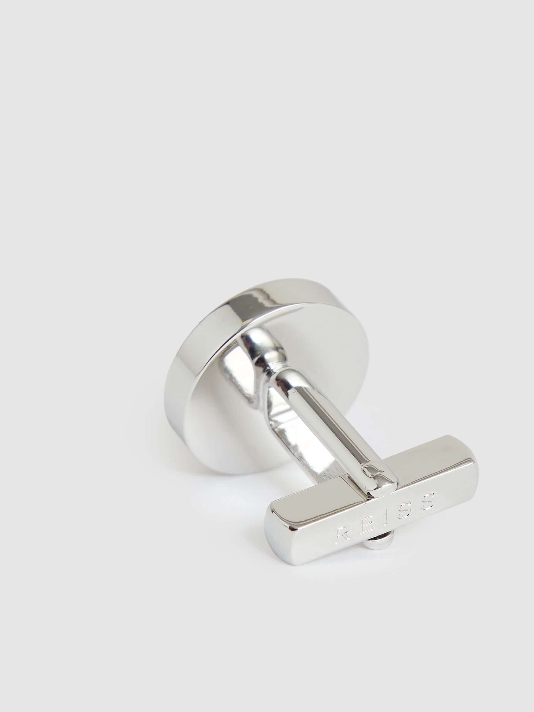 Inlaid Round Cufflinks in Silver Tone /Mop - image 3