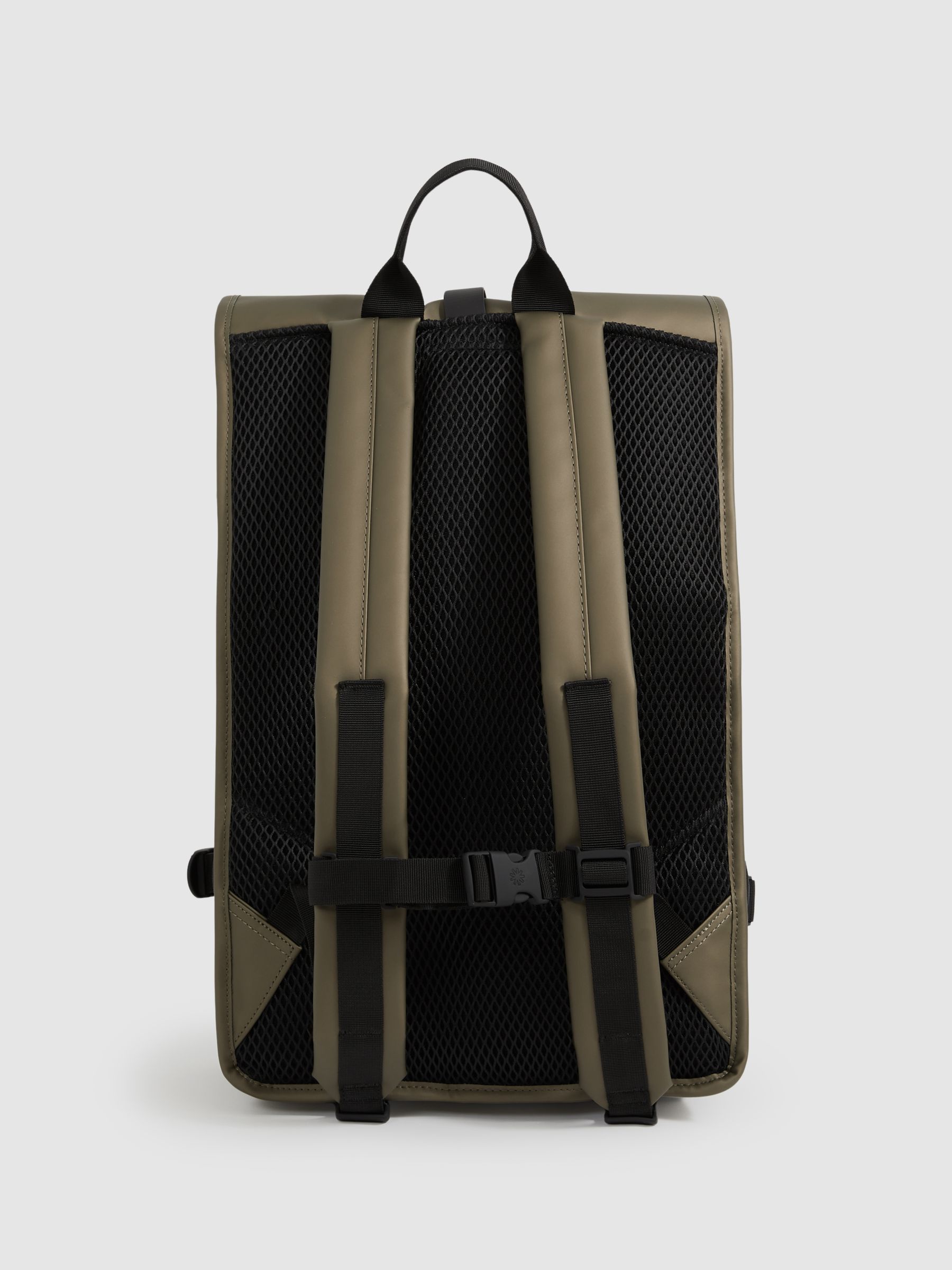 Rains Large Rolltop Rucksack in Revel Brass Green - Image 3 of 4