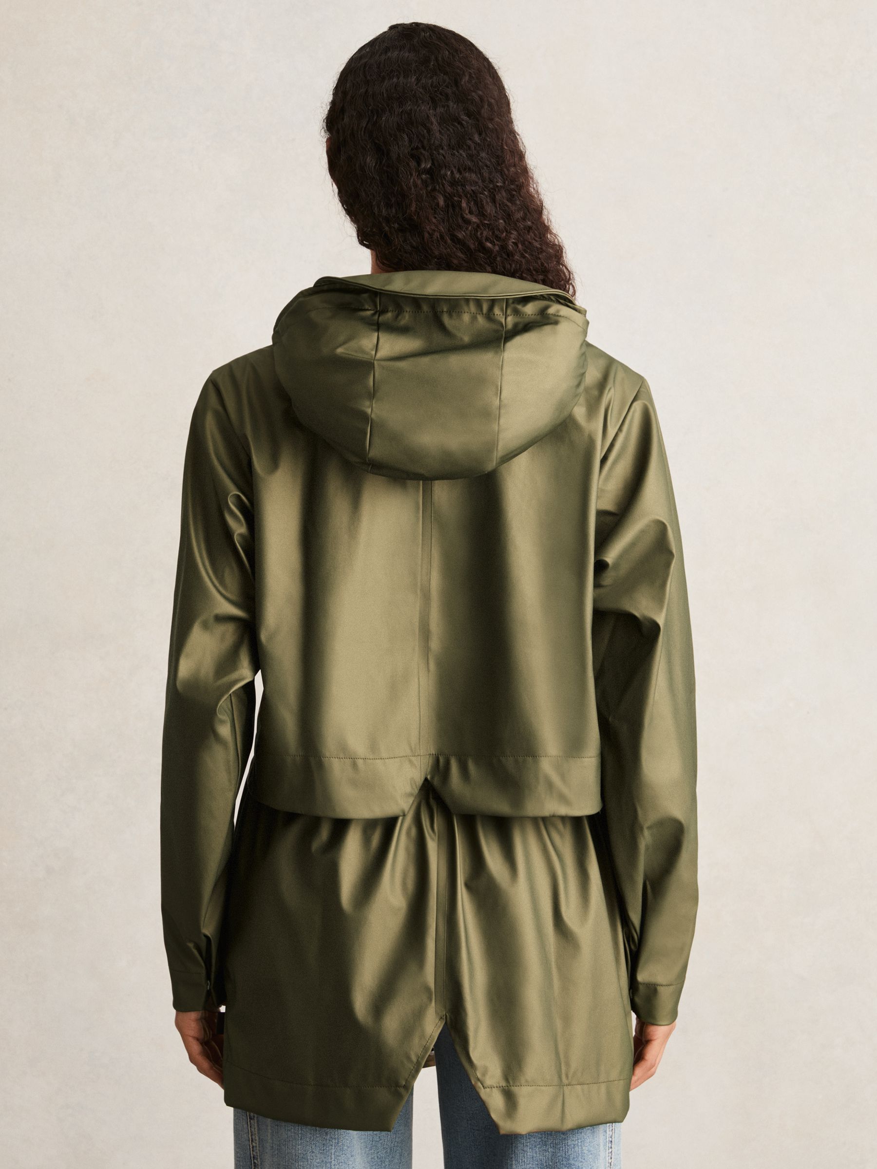 Rains Long Hooded Jacket in Revel Brass Green - Image 4 of 5