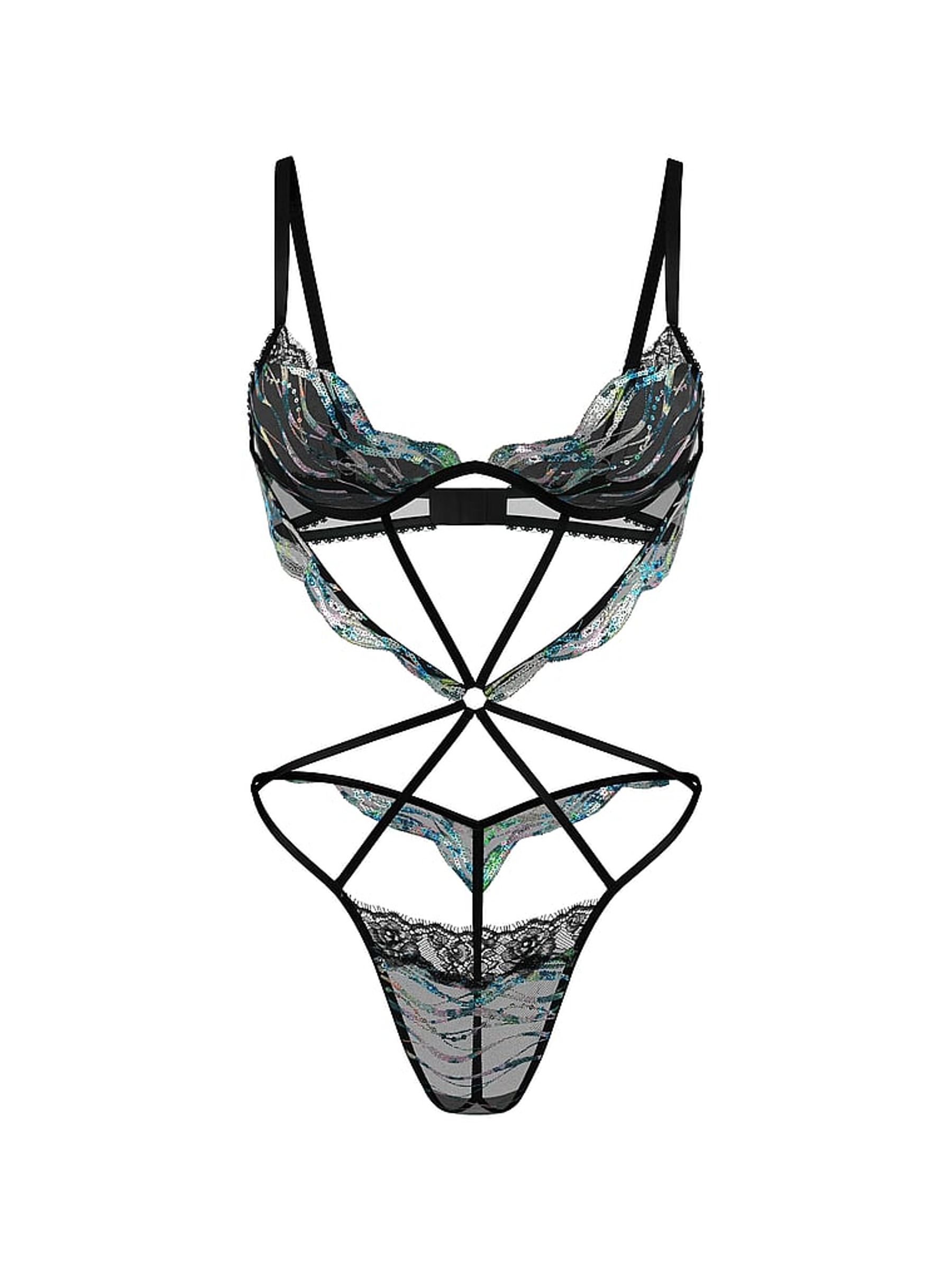 Siren Black Sequin Embroidery Bodysuit - Image 3 of 3