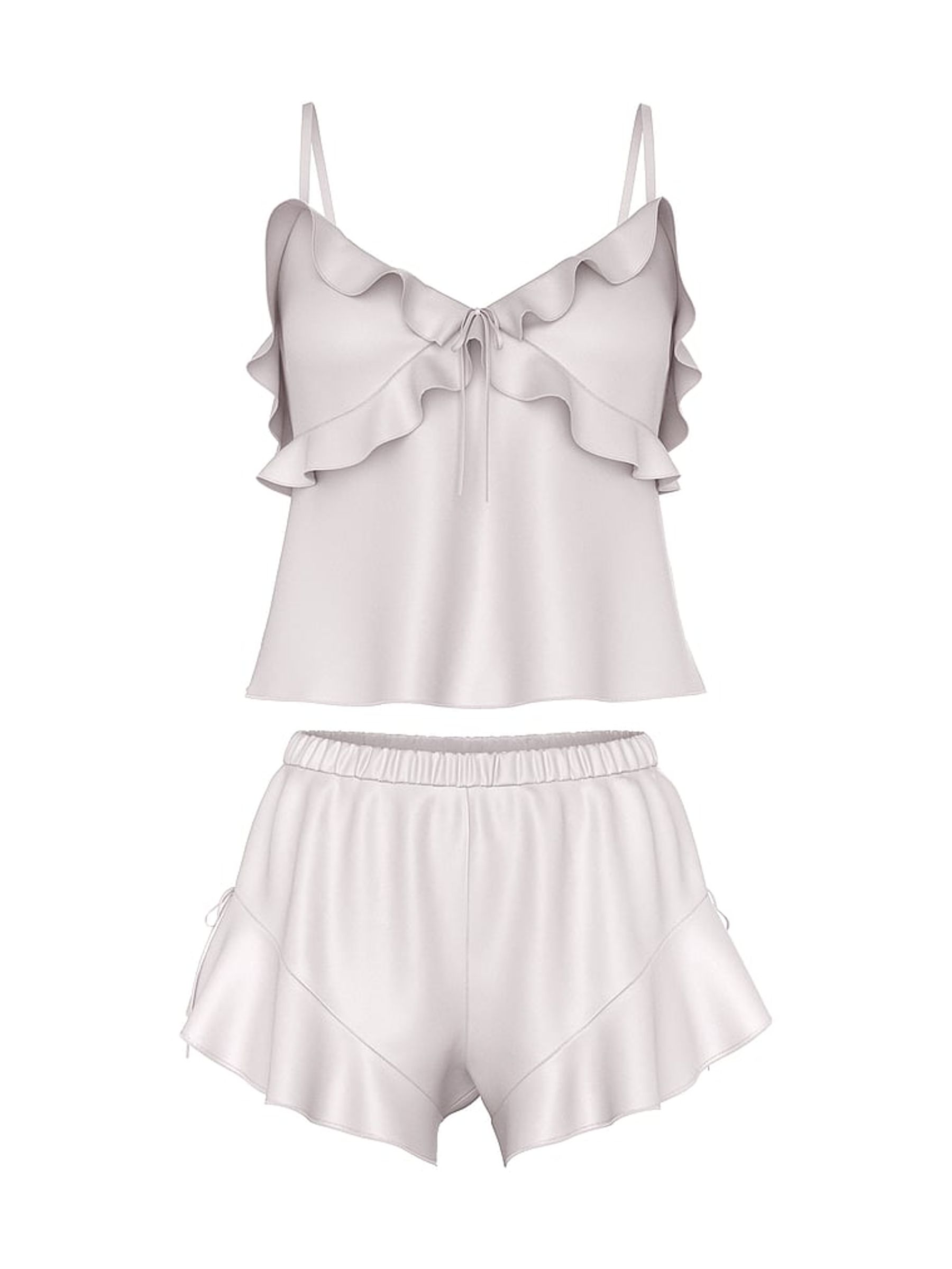 Gray Lilac Silky Flutter Ruffled Cami Set - Image 3 of 3