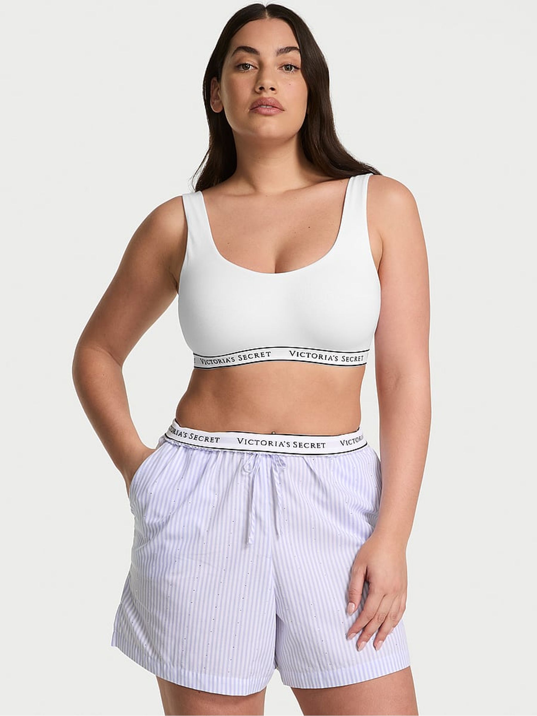 Blue Stripe Cotton Diamante Pyjama Shorts - Image 1 of 2