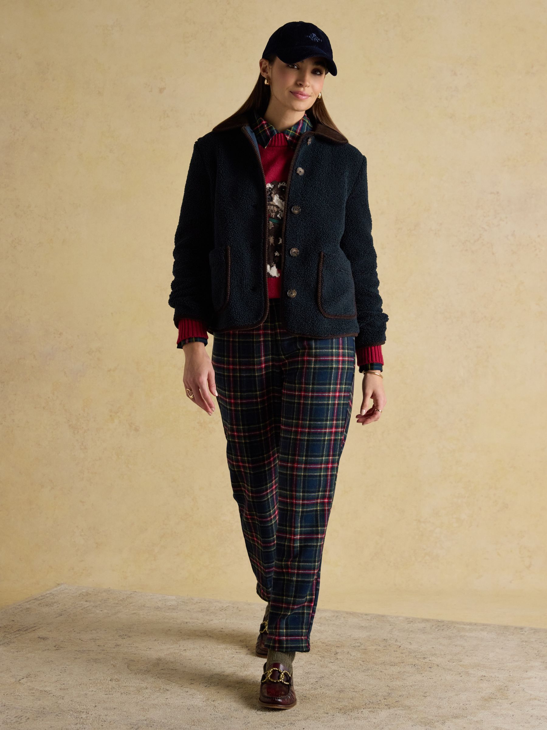 Sadie Navy Regular Fleece Jacket with Button Fastening - Image 3 of 8