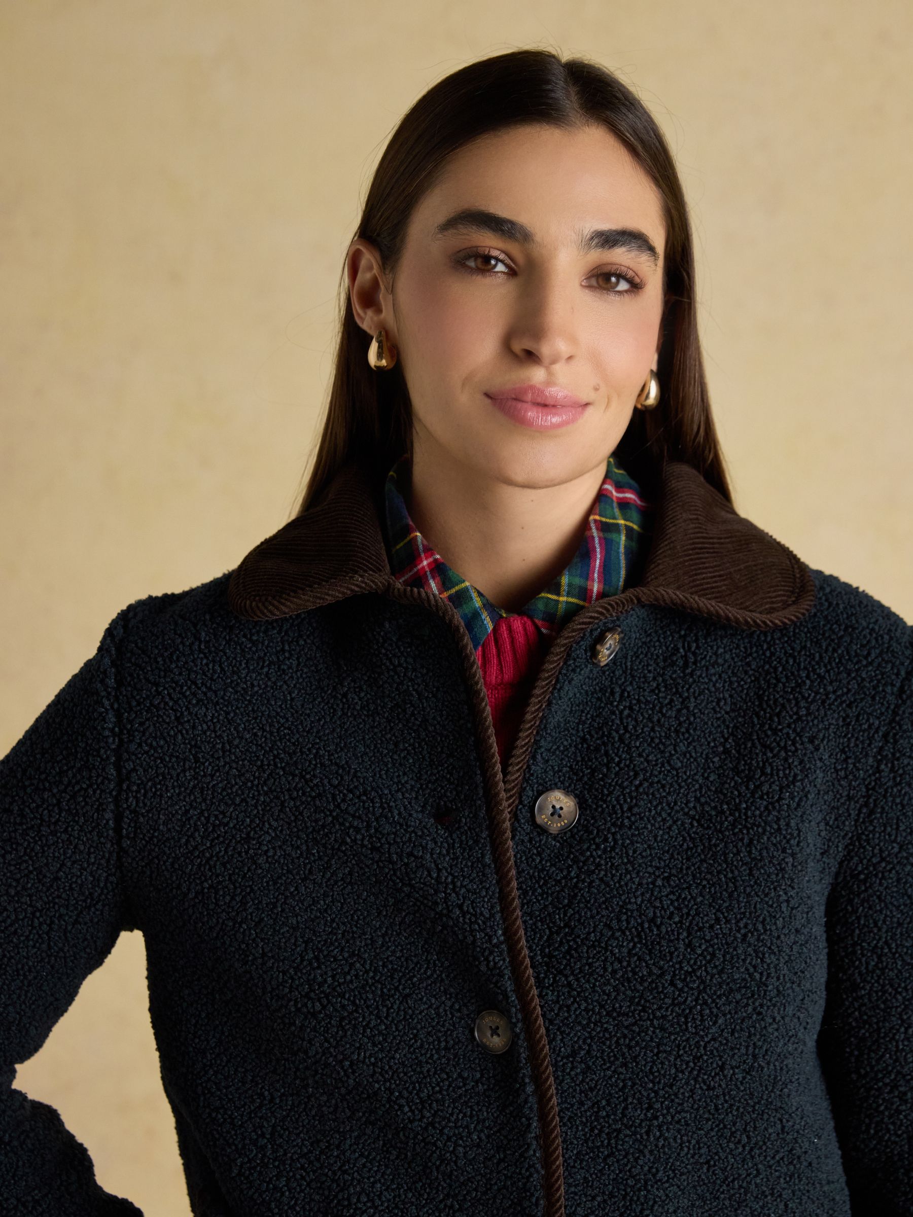 Sadie Navy Regular Fleece Jacket with Button Fastening - Image 4 of 8