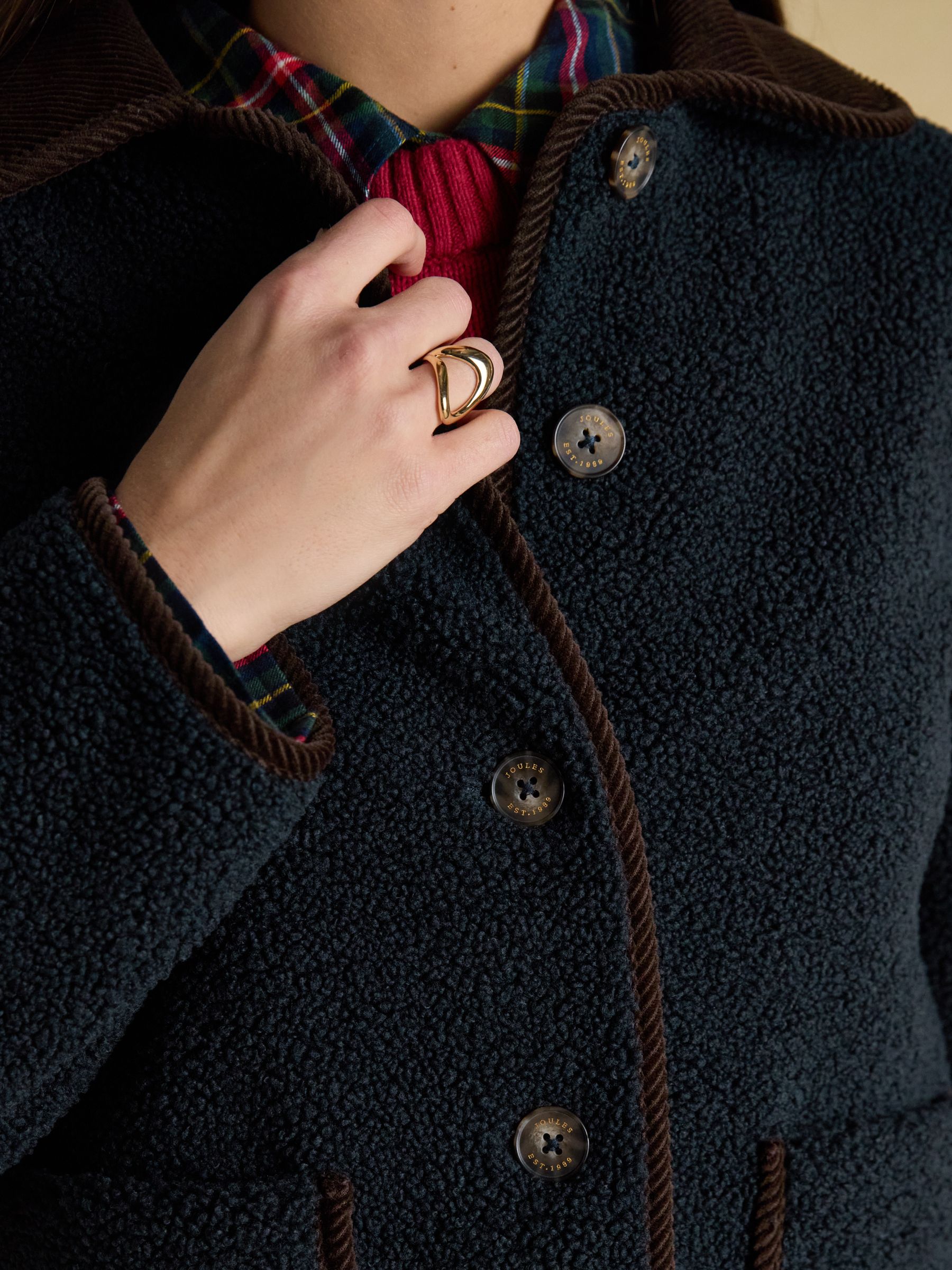 Sadie Navy Regular Fleece Jacket with Button Fastening - Image 5 of 8