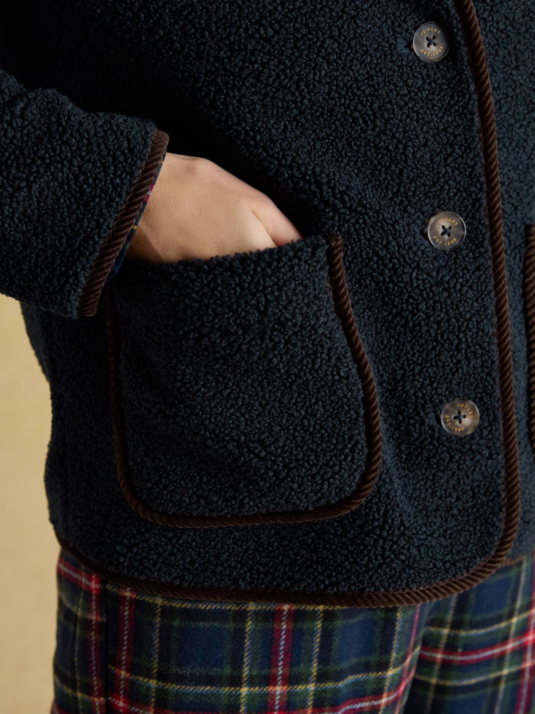 Sadie Navy Regular Fleece Jacket with Button Fastening - Image 7 of 8