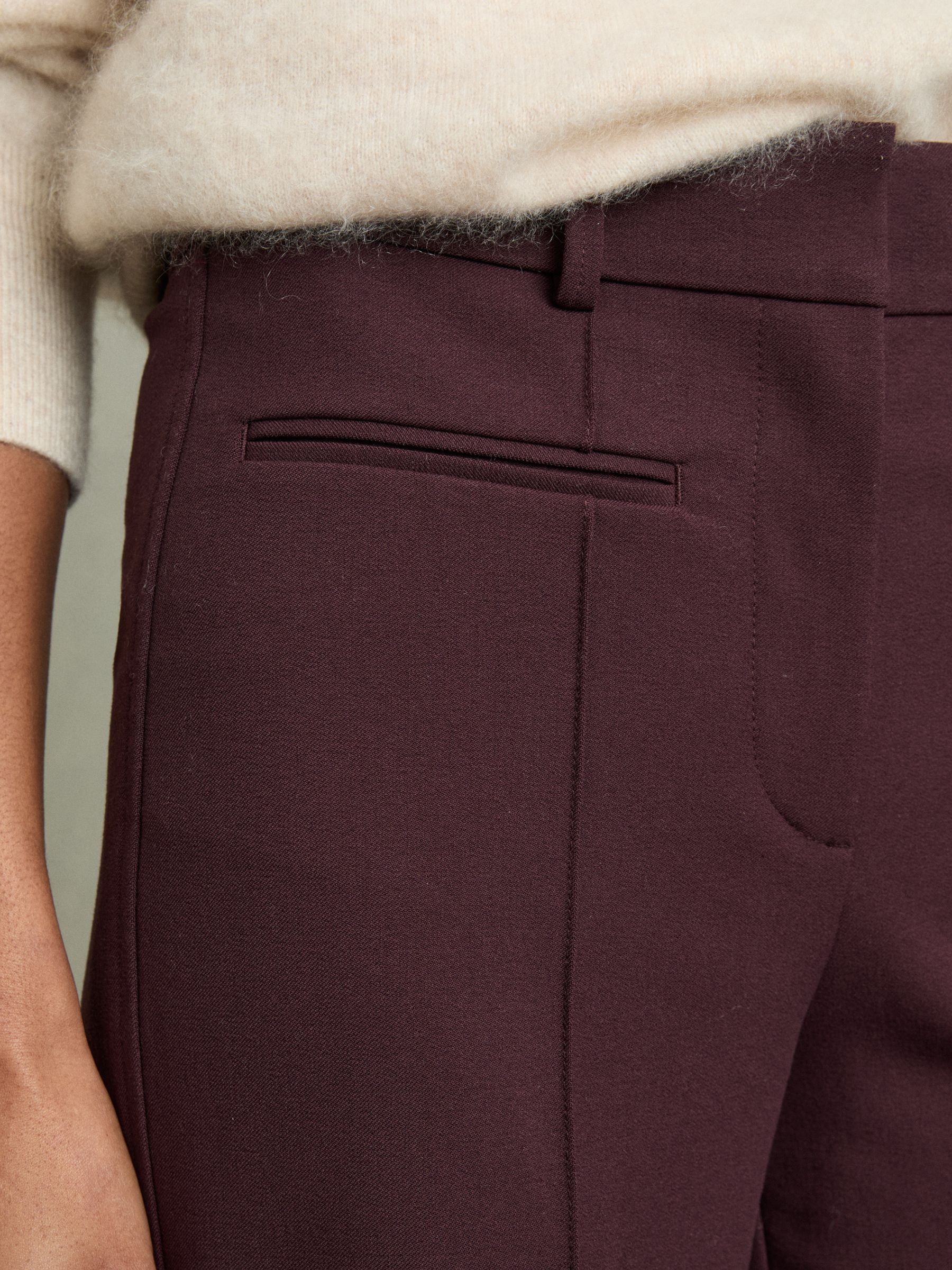 Petite High Rise Flared Trousers in Burgundy - Image 4 of 7