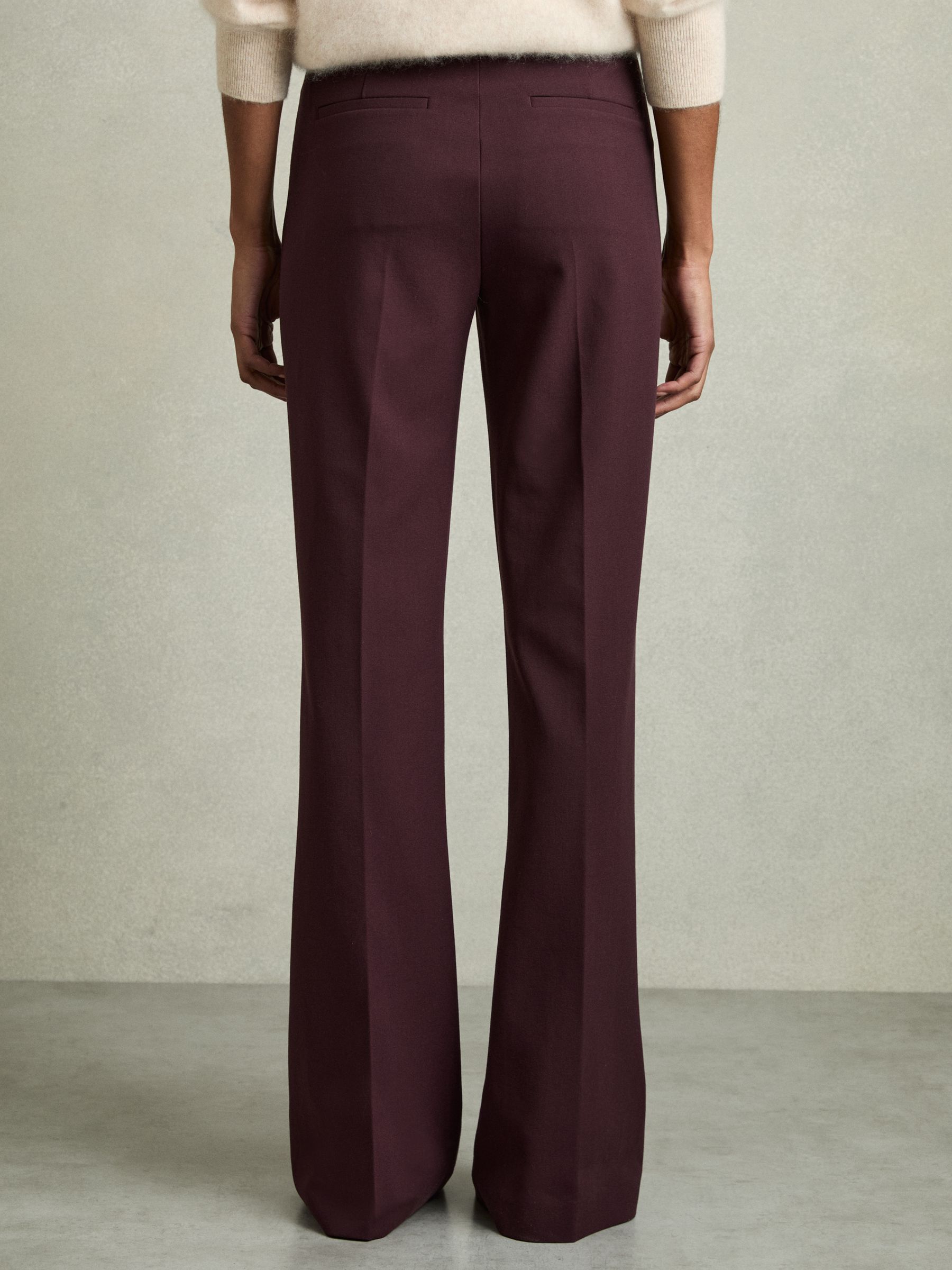Petite High Rise Flared Trousers in Burgundy - Image 5 of 7