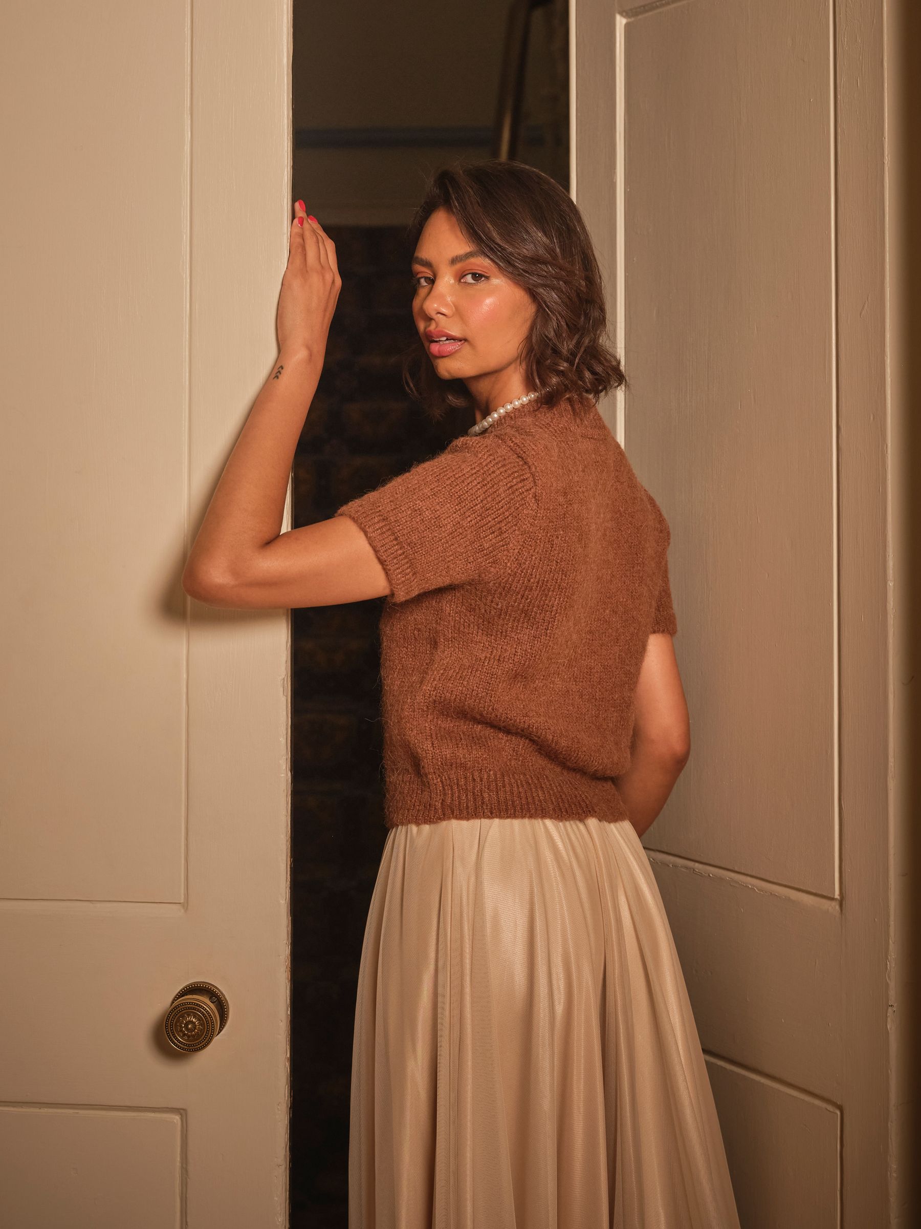 Elsie Brown Fluffy Cardigan - Image 2 of 4