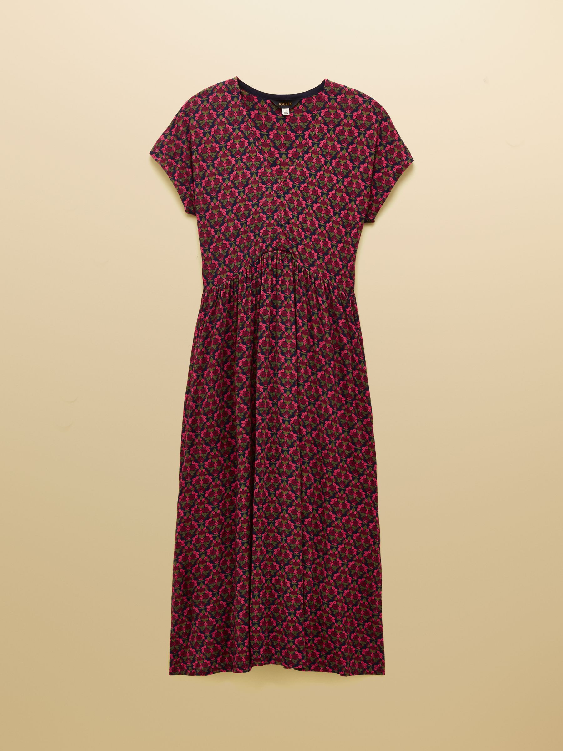 Nia Red Floral Short Sleeve V-Neck Midaxi Dress - Image 9 of 9