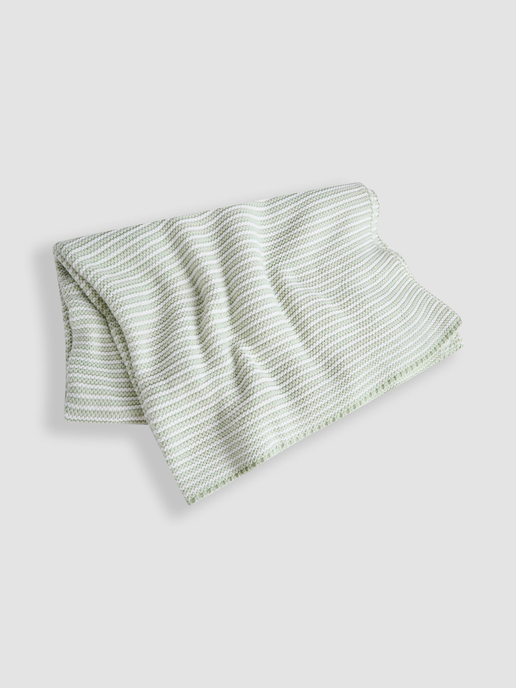 Sage Knitted Stripe Blanket - Image 2 of 4