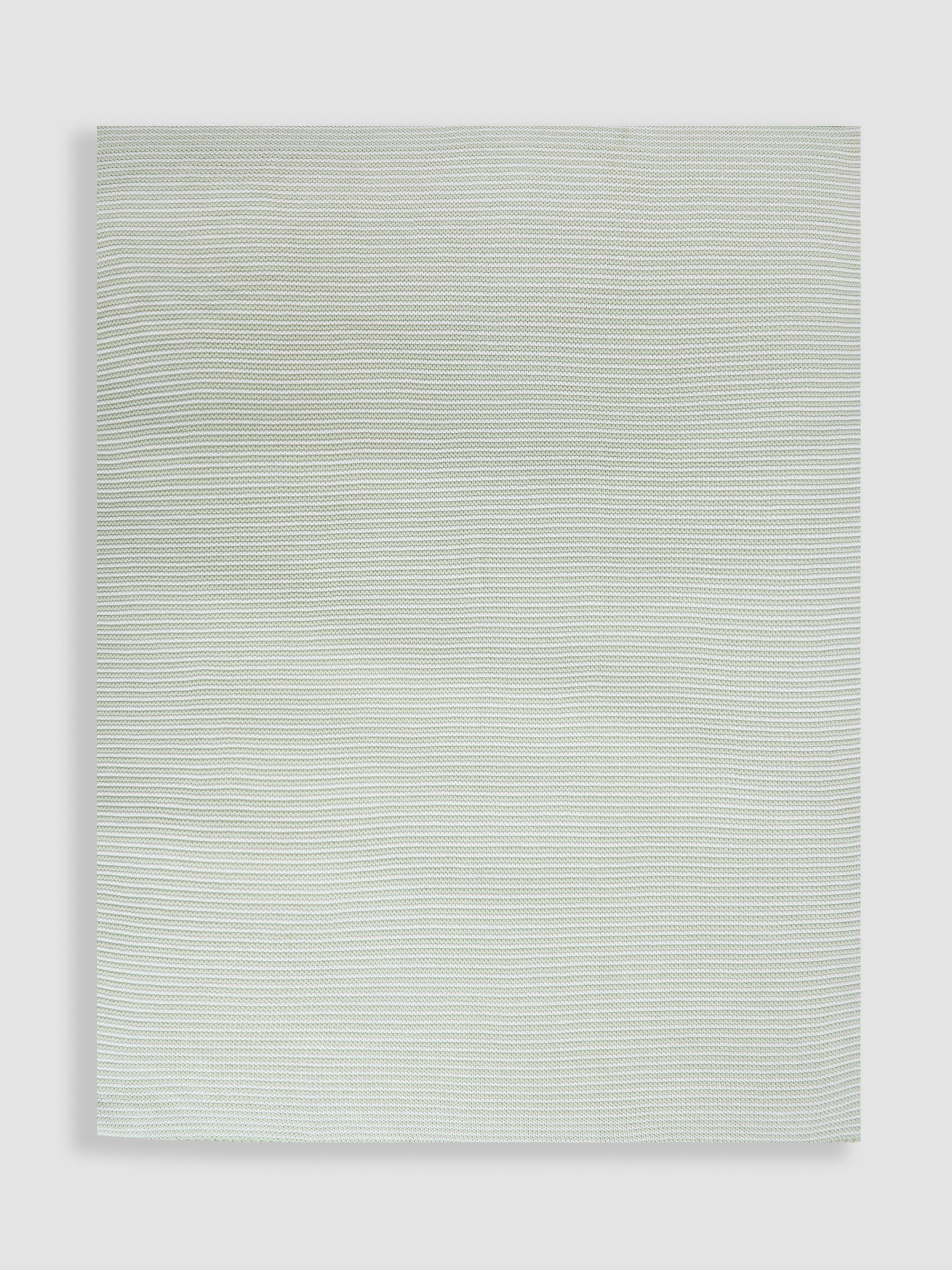 Sage Knitted Stripe Blanket - Image 3 of 4