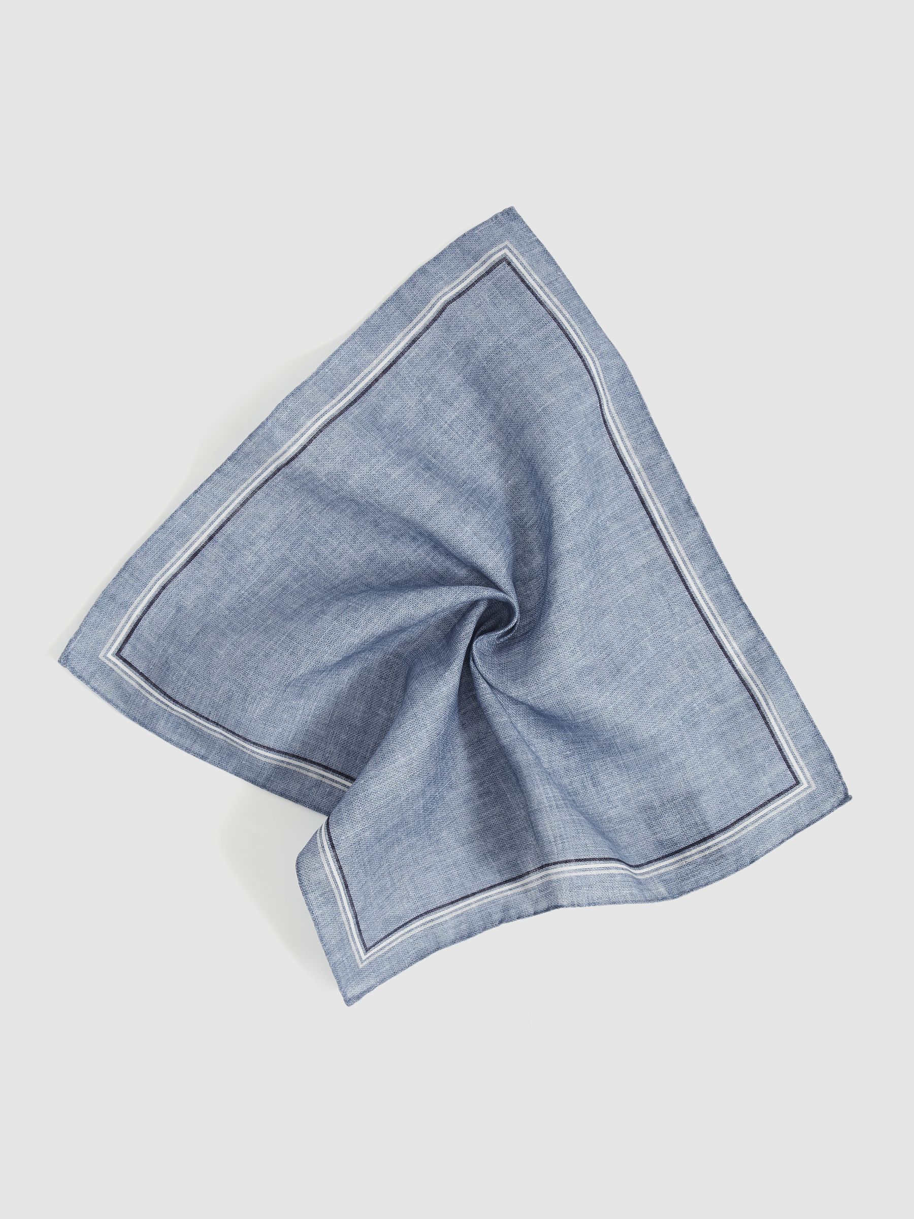 Linen Pocket Square in Soft Blue - Image 2 of 3