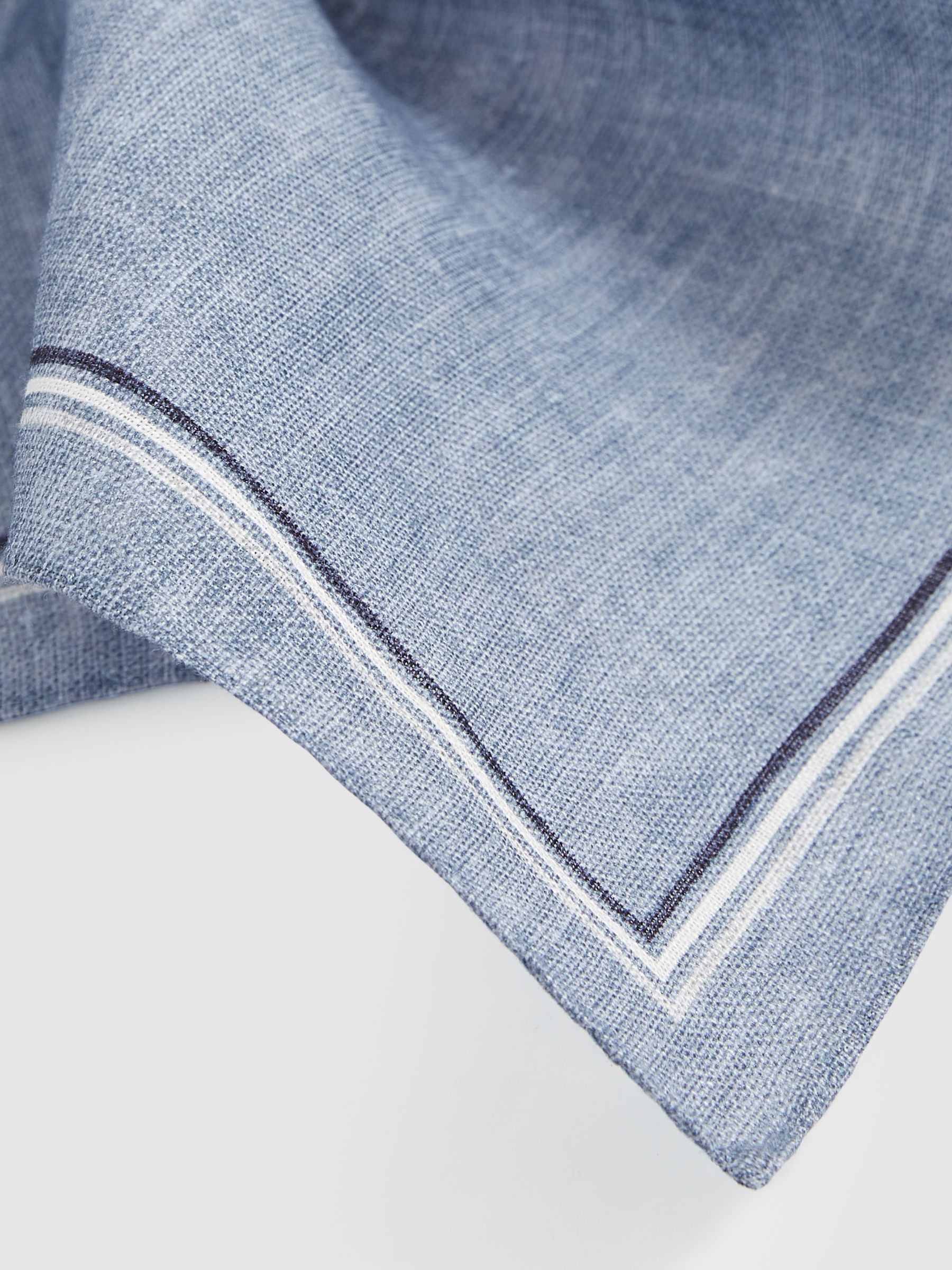 Linen Pocket Square in Soft Blue - Image 3 of 3