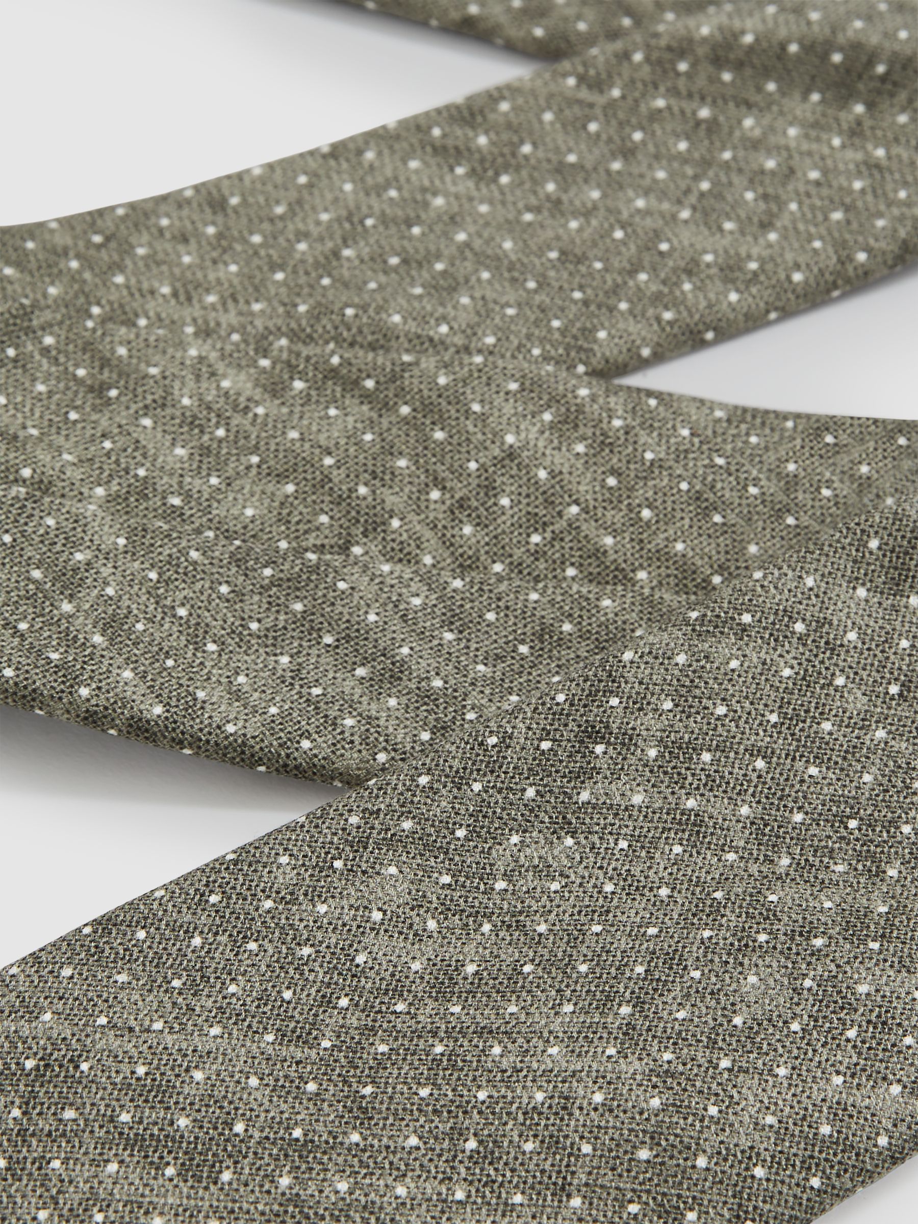 Silk Pin-Dot Tie in Olive - Image 3 of 5