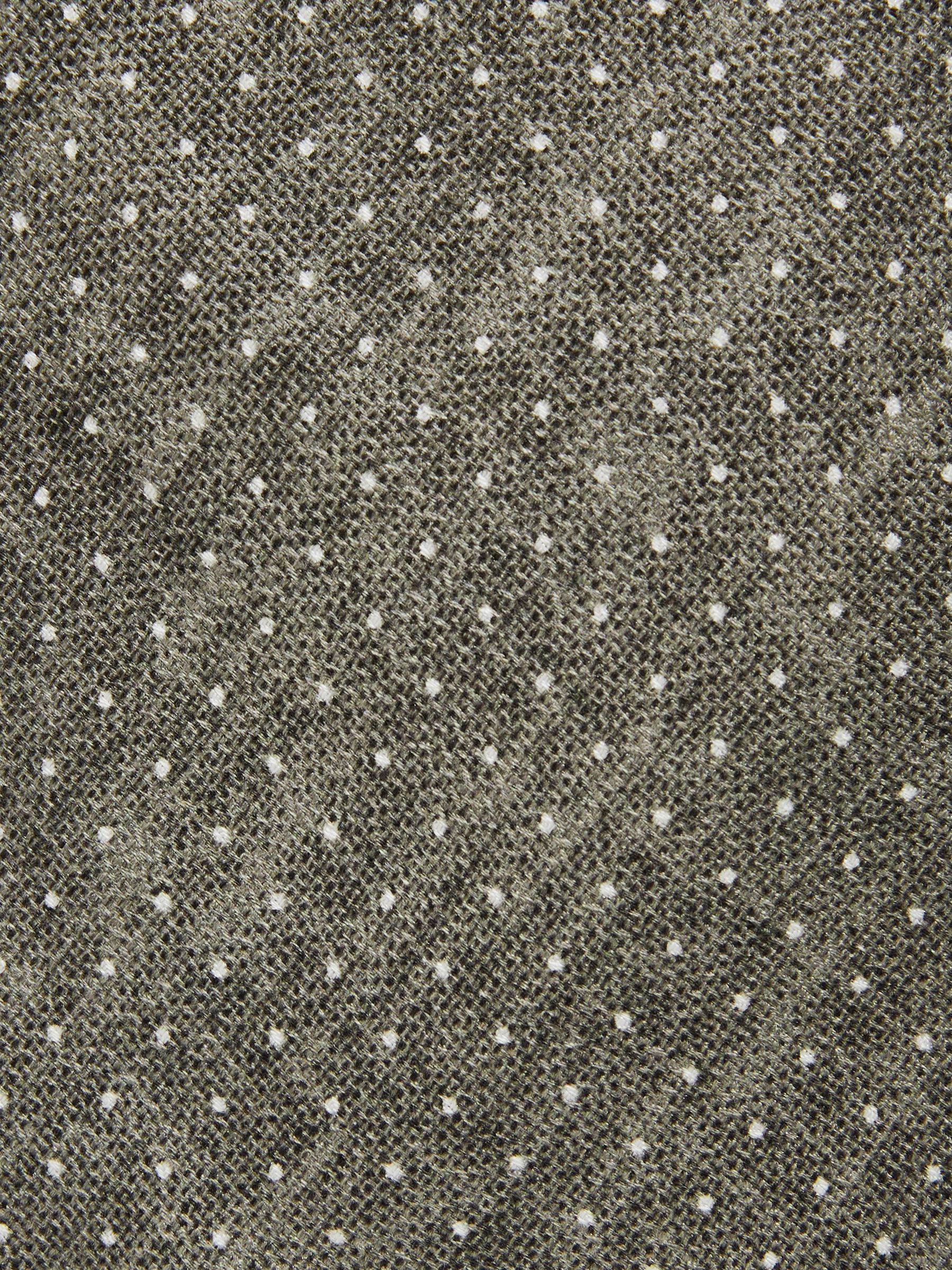 Silk Pin-Dot Tie in Olive - Image 5 of 5