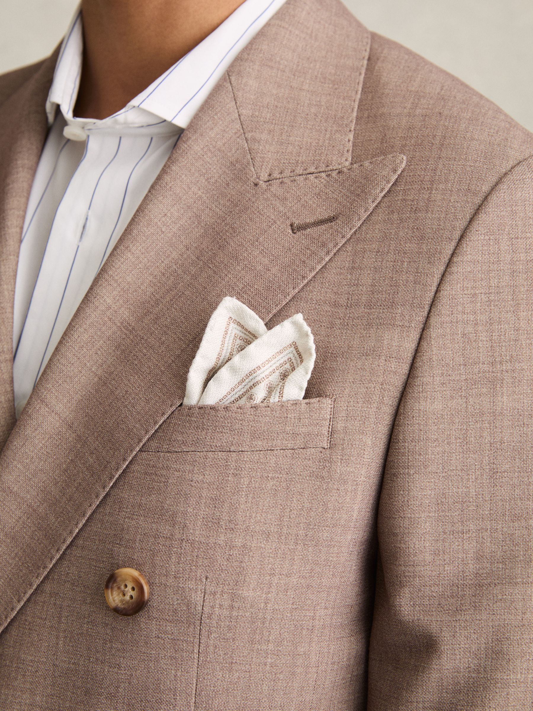 Silk Medallion-Print Pocket Square in Oatmeal - Image 2 of 5
