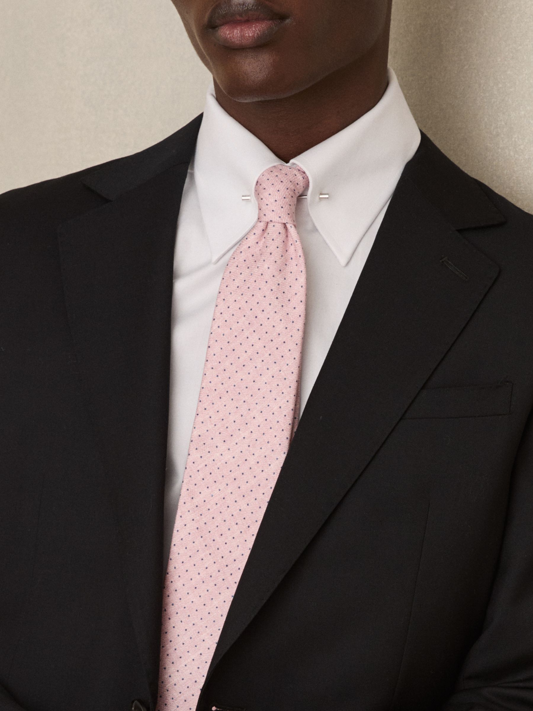Silk Pin-Dot Tie in Soft Pink - Image 2 of 5