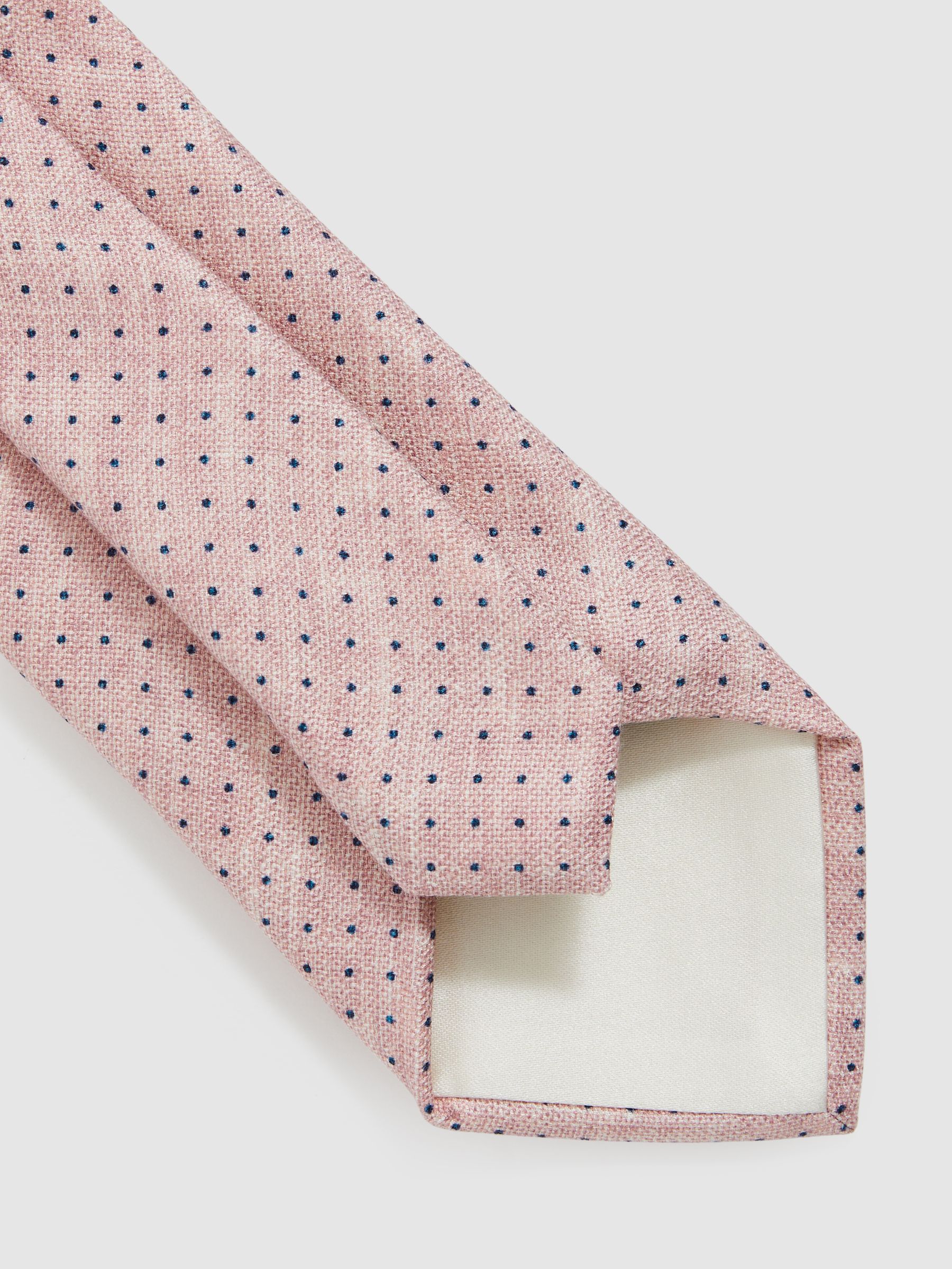 Silk Pin-Dot Tie in Soft Pink - Image 4 of 5