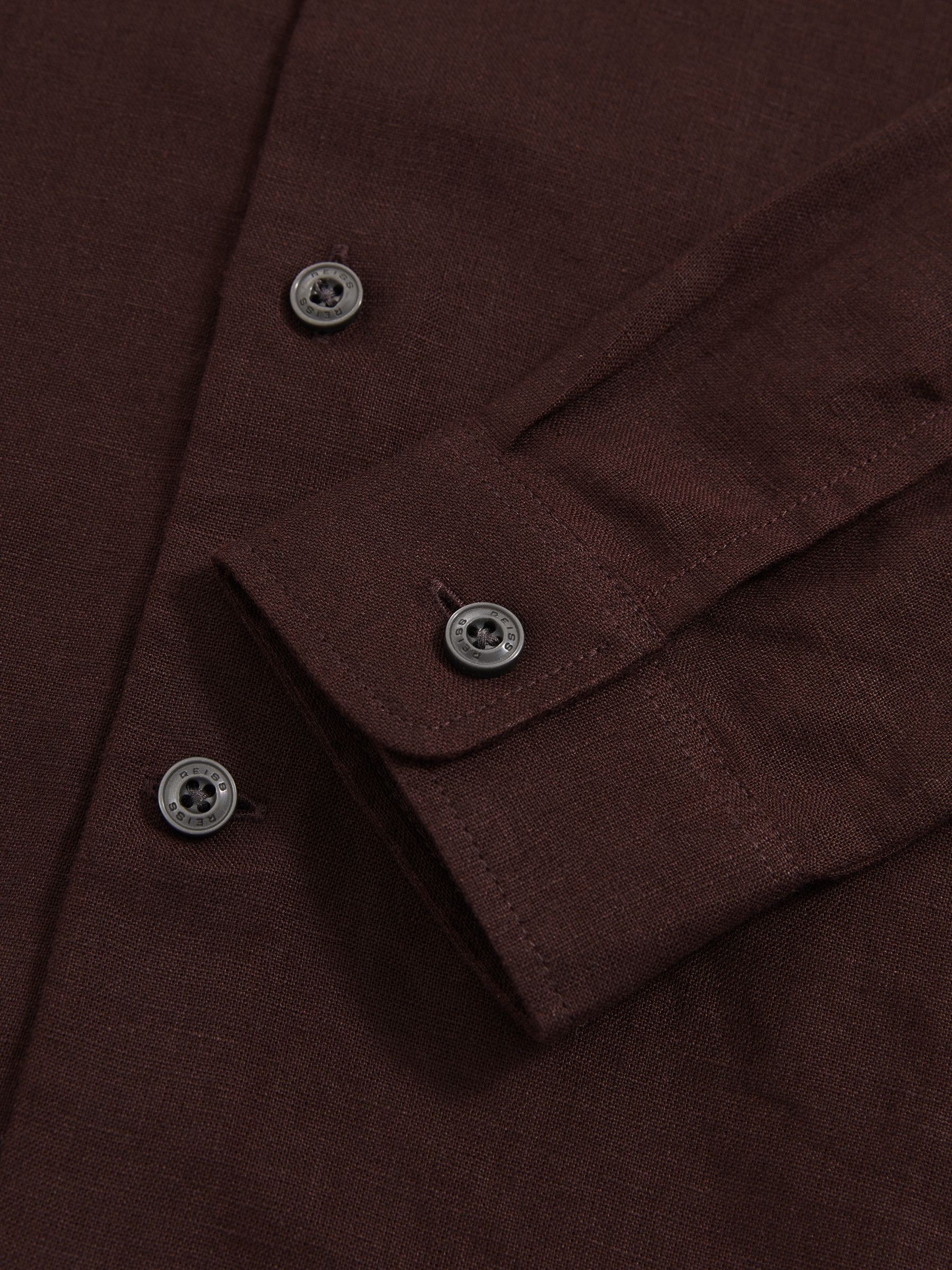 9-13 yrs Linen Cutaway Collar Shirt in Dark Brown - Image 4 of 4