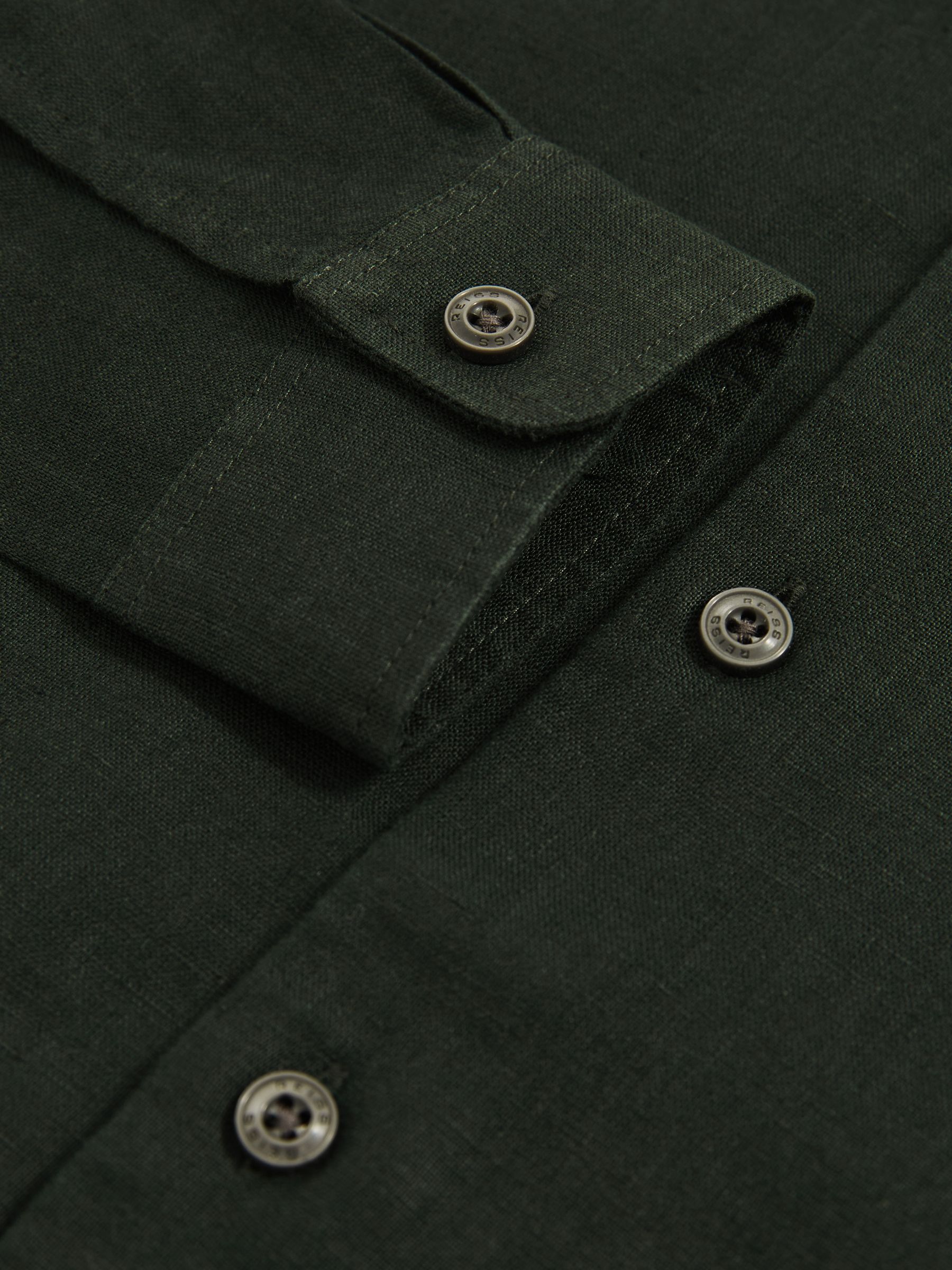 9-13 yrs Linen Cutaway Collar Shirt in Dark Green - Image 4 of 4