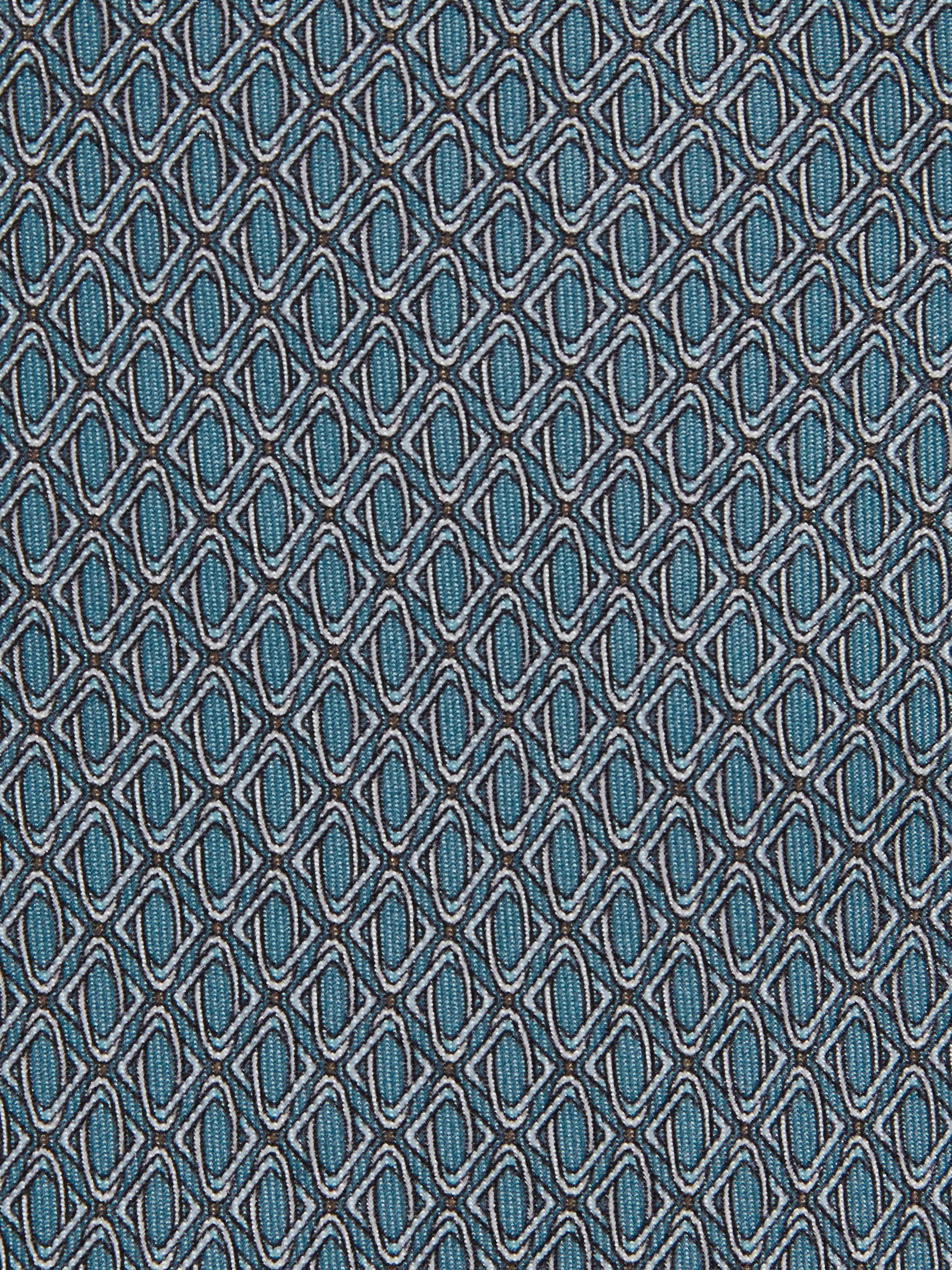 Silk Geometric-Print Tie in Soft Blue - Image 5 of 5