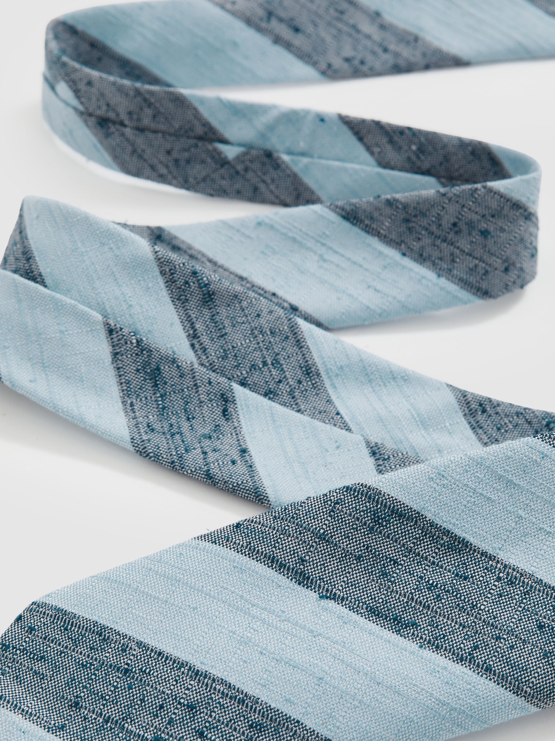 Silk-Blend Textured Stripe Tie in Soft Blue - Image 2 of 4