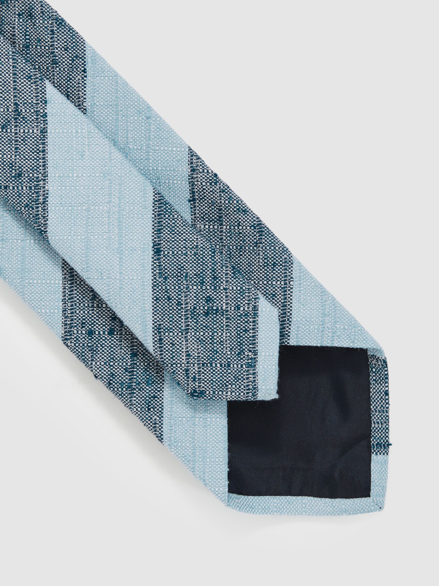 Silk-Blend Textured Stripe Tie in Soft Blue - Image 3 of 4