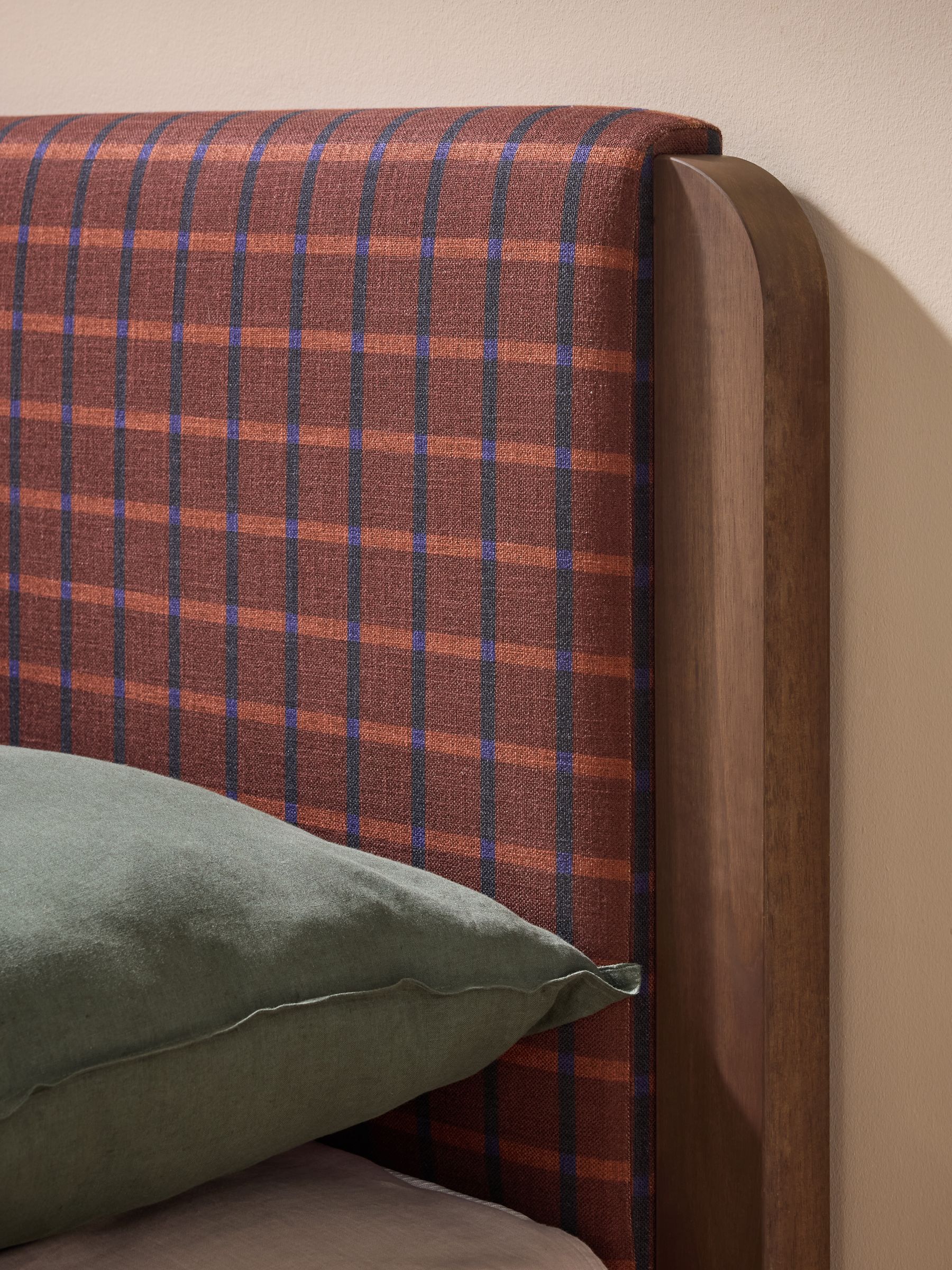 Cale Check Rust Brown Bed Evander - Image 2 of 5