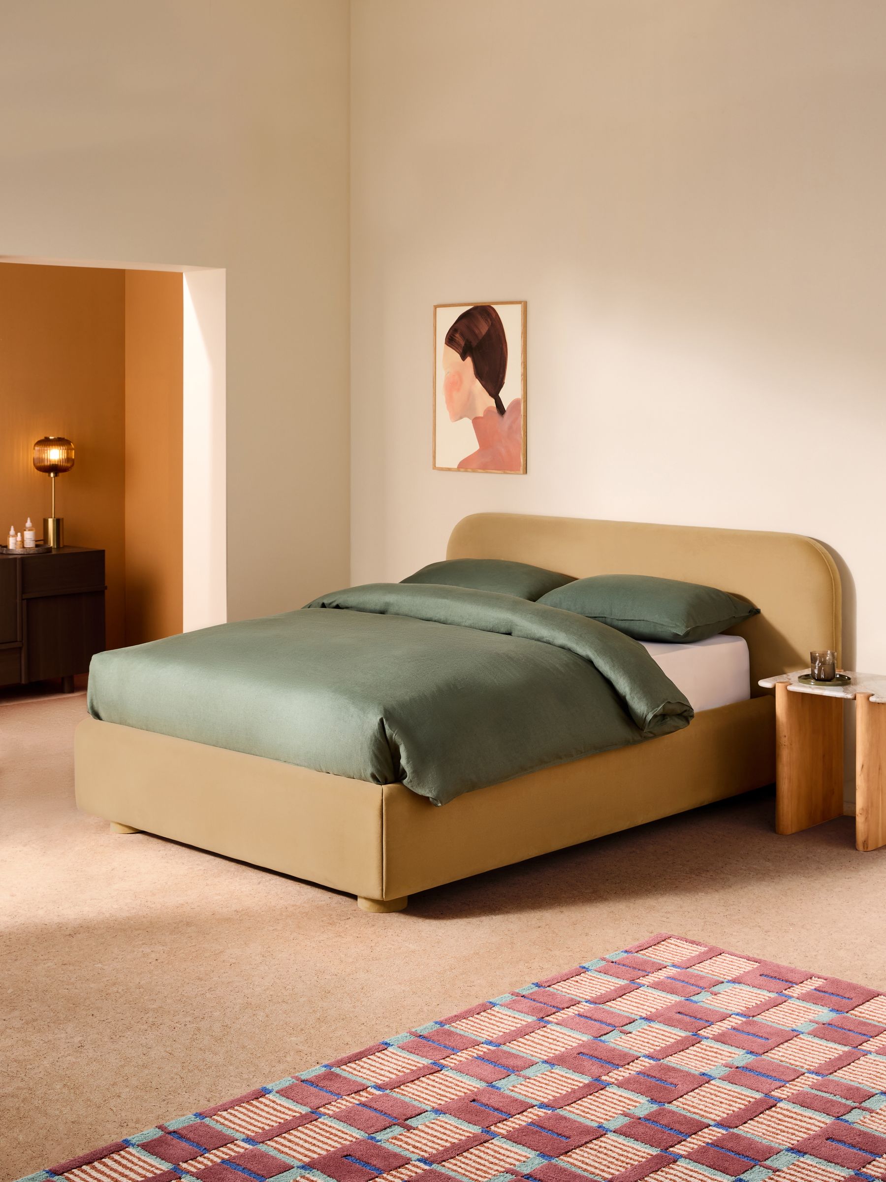 Hanson Ottoman Storage Bed in Velvet Soft Caramel - Image 1 of 5