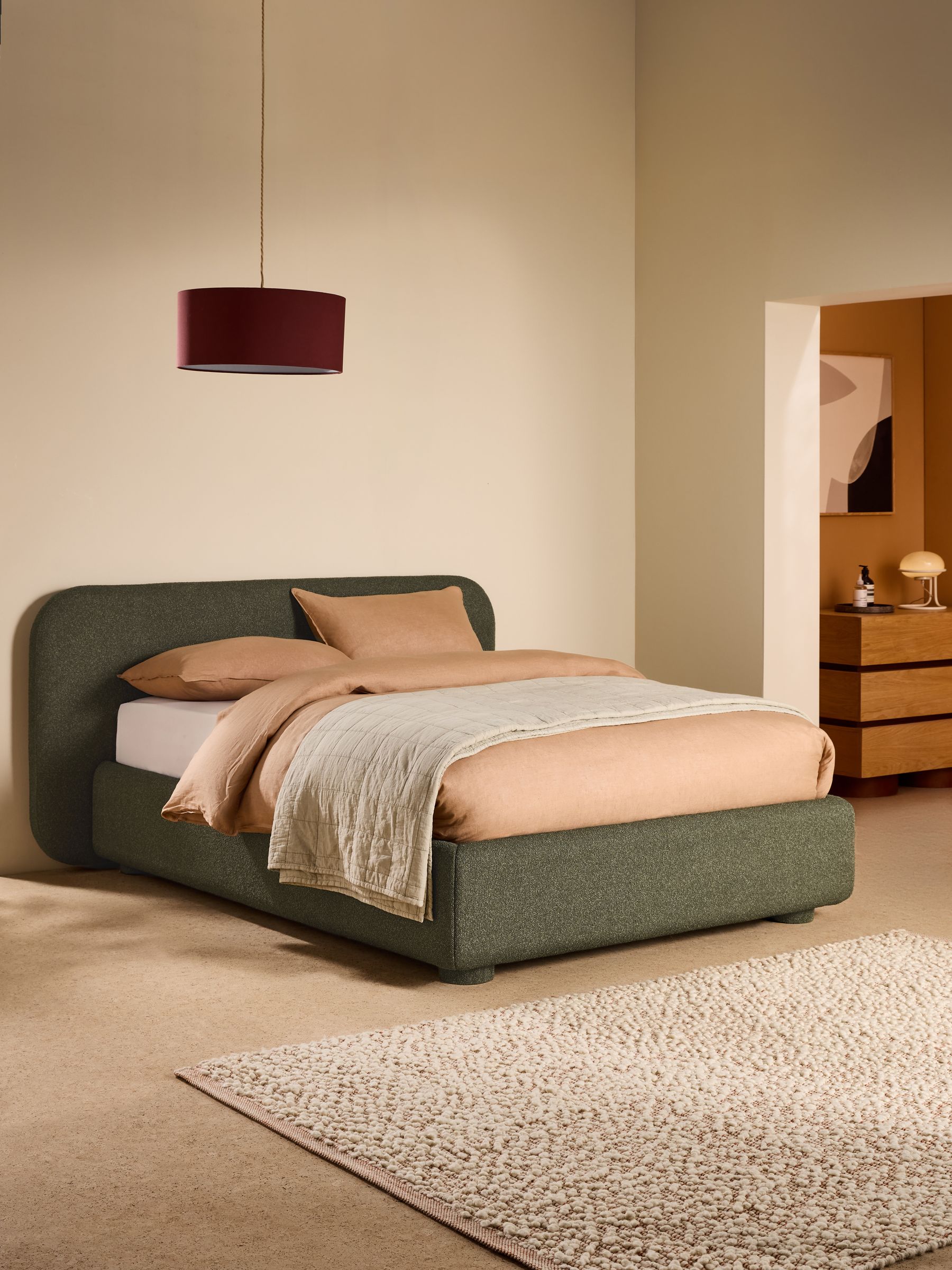 Hanson Ottoman Storage Bed in Soft Touch Boucle Forest Green - Image 1 of 5 Hanson Ottoman Storage Bed in Soft Touch Boucle Forest Green - Image 1 of 5