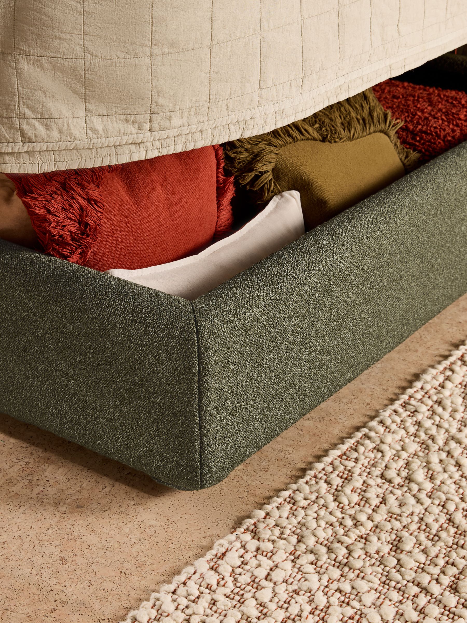Hanson Ottoman Storage Bed in Soft Touch Boucle Forest Green - Image 2 of 5