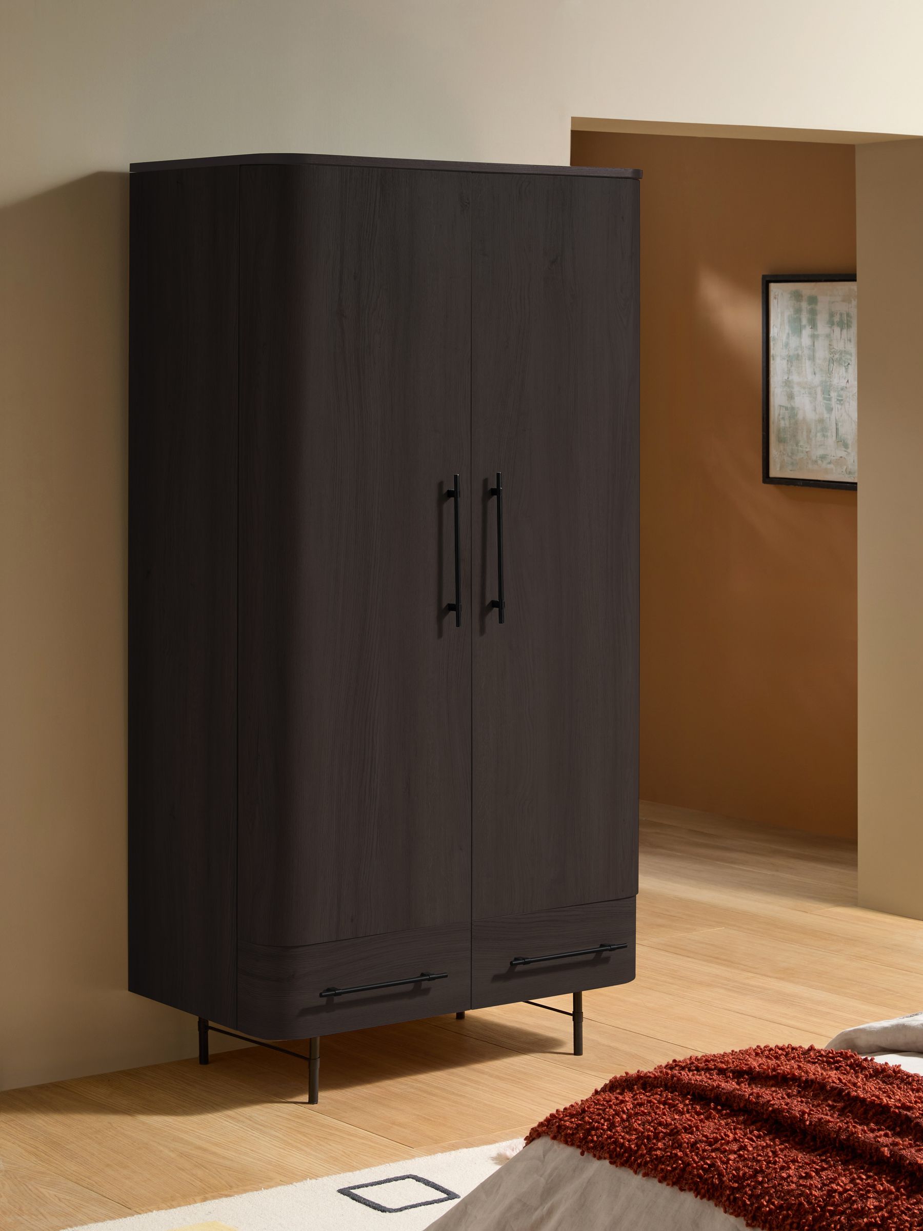 Dark Oak Effect Zeke Double Wardrobe - Image 1 of 6 Dark Oak Effect Zeke Double Wardrobe - Image 1 of 6