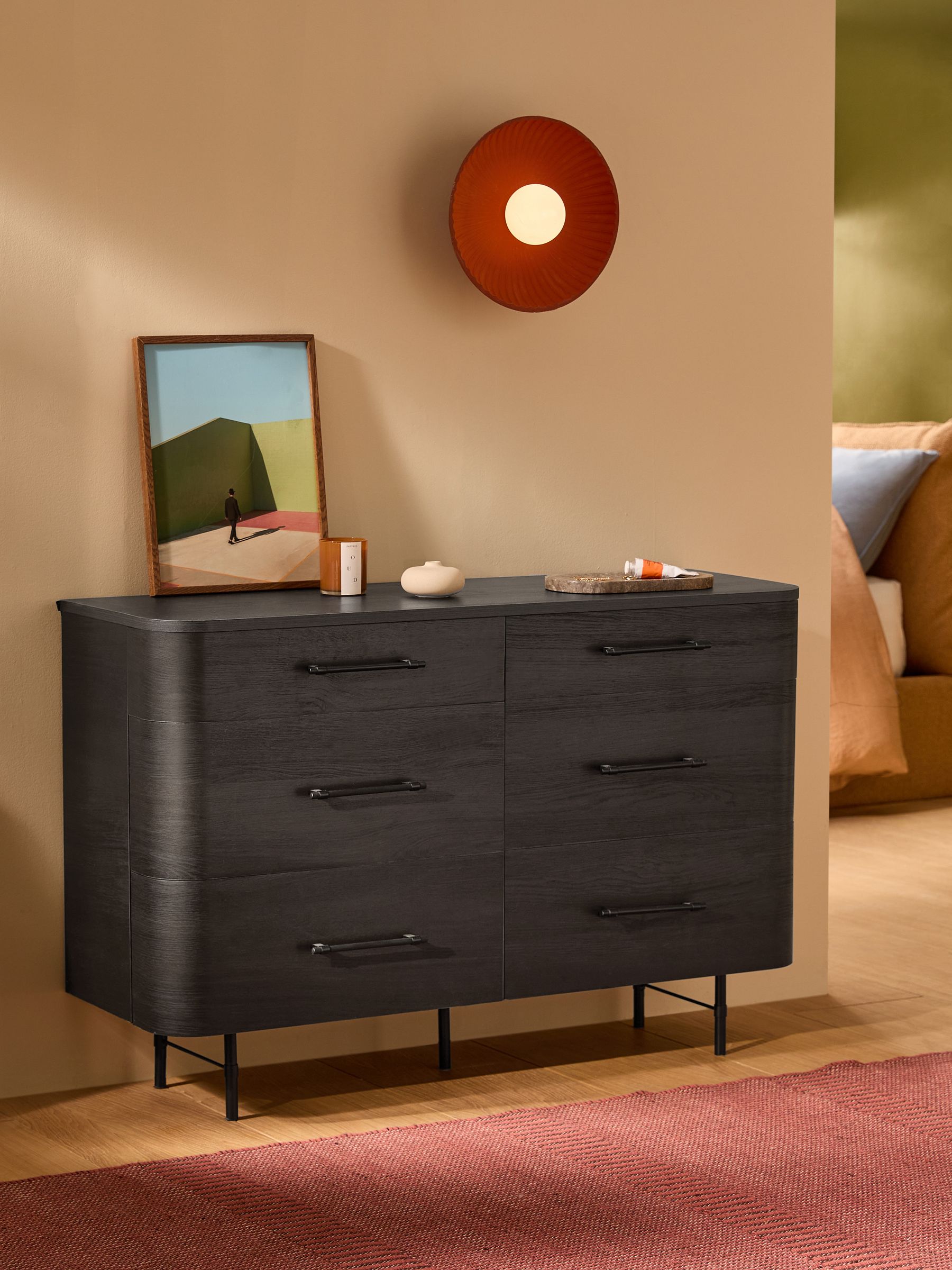 Dark Oak Effect Zeke Wide Chest of Drawer - Image 1 of 5