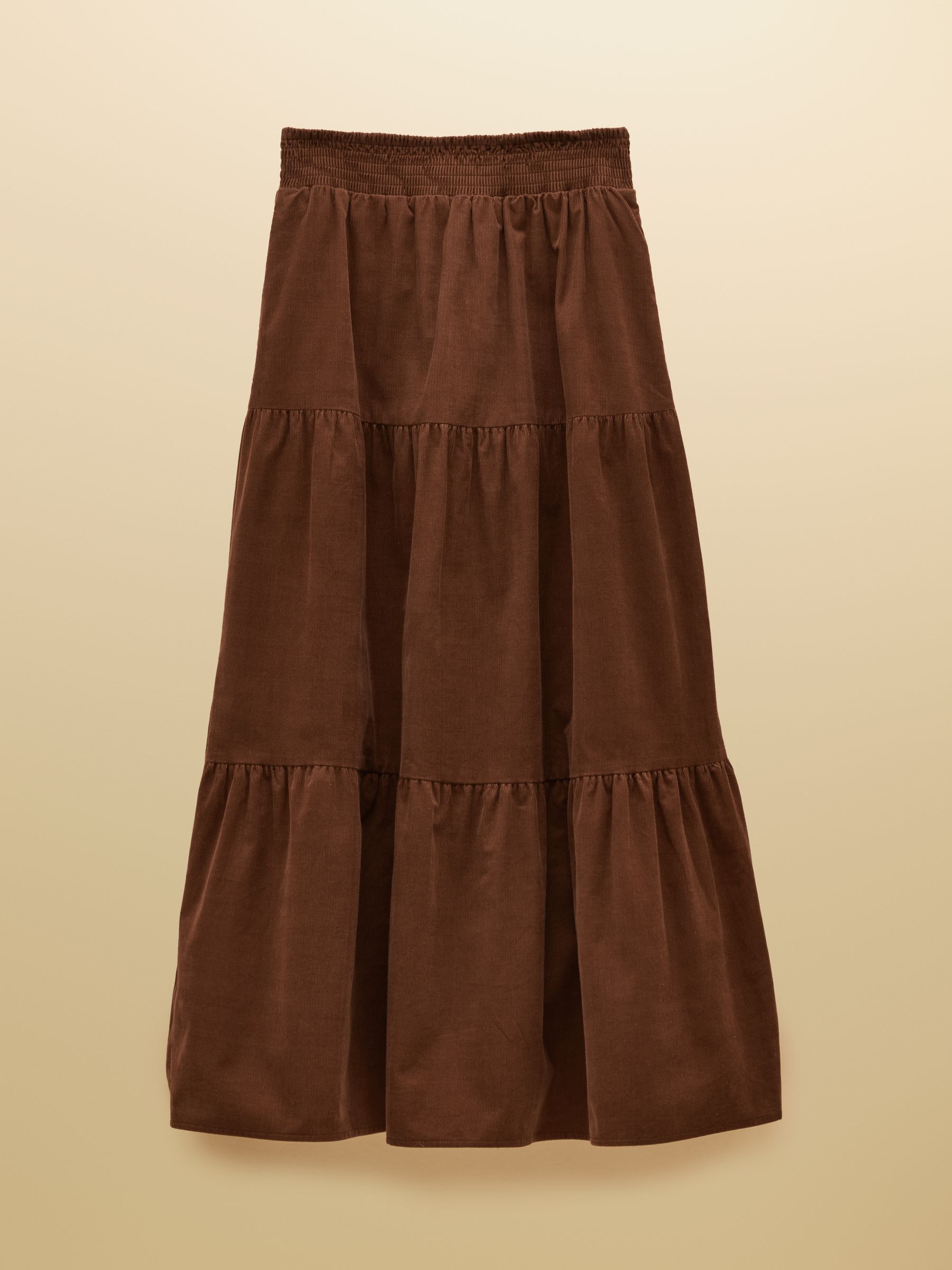 Brown Cord Tiered Midi Skirt - Image 8 of 8