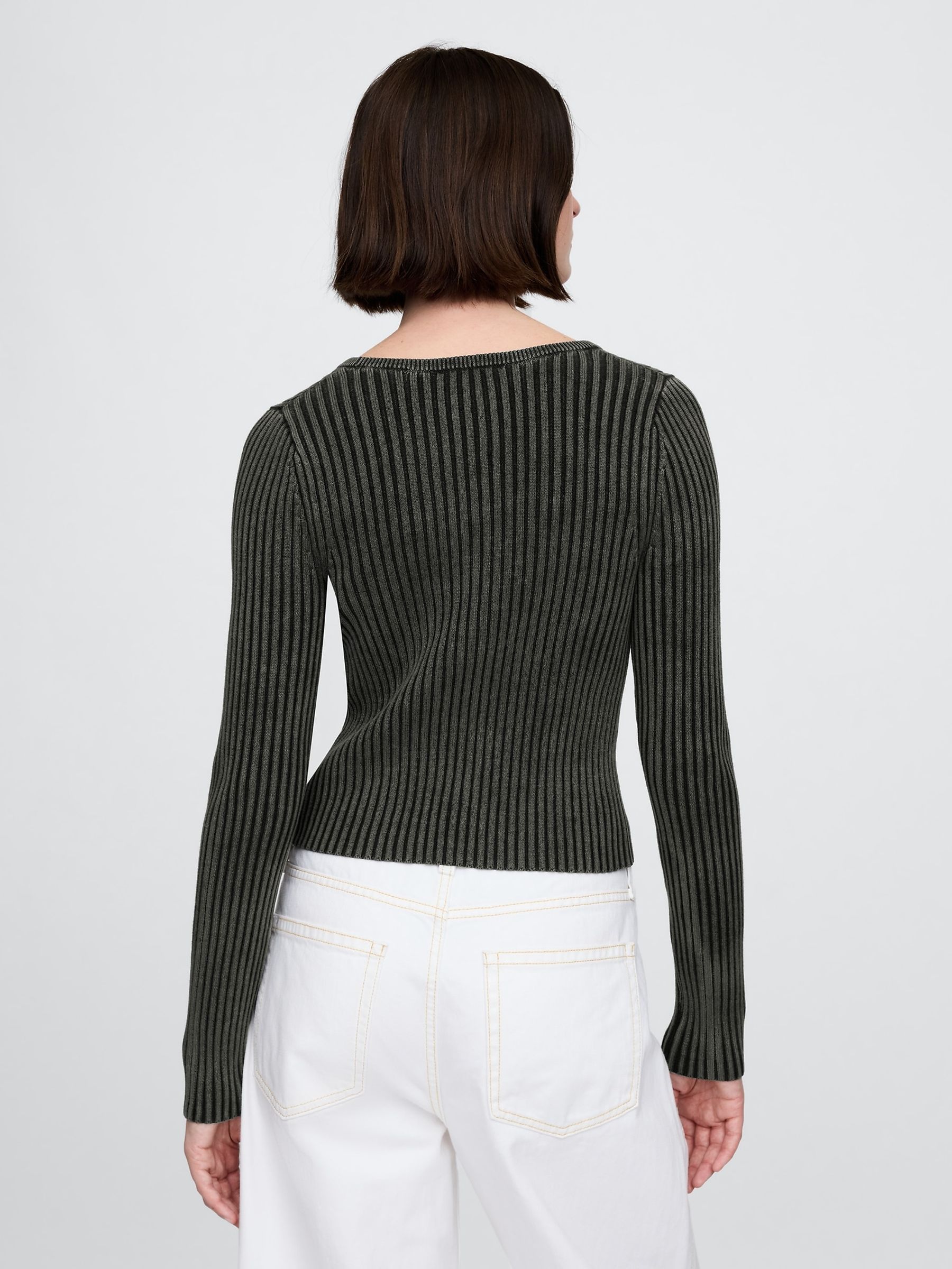 Black Cropped Plaited Rib Cardigan - Image 2 of 7