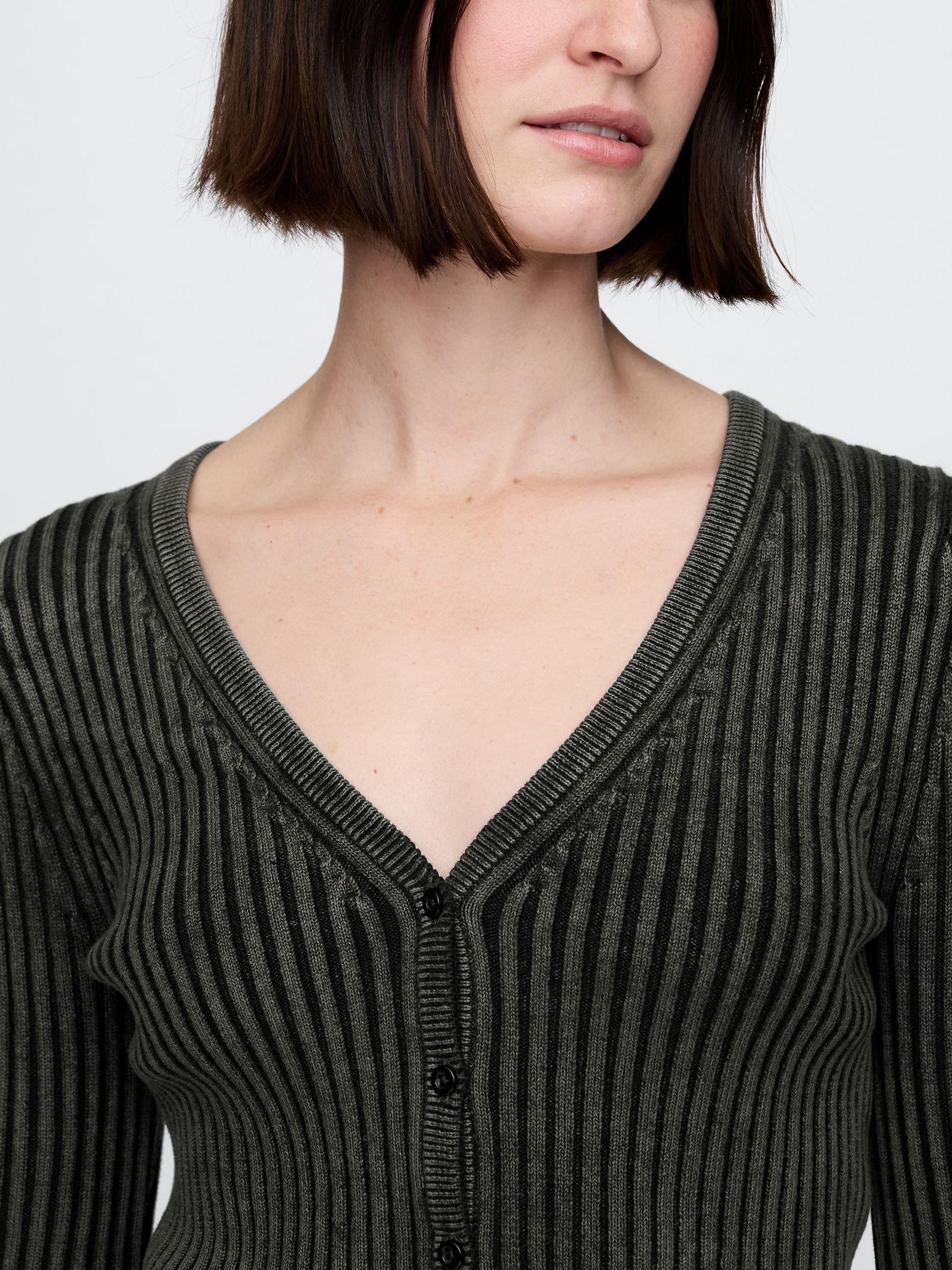 Black Cropped Plaited Rib Cardigan - Image 4 of 7