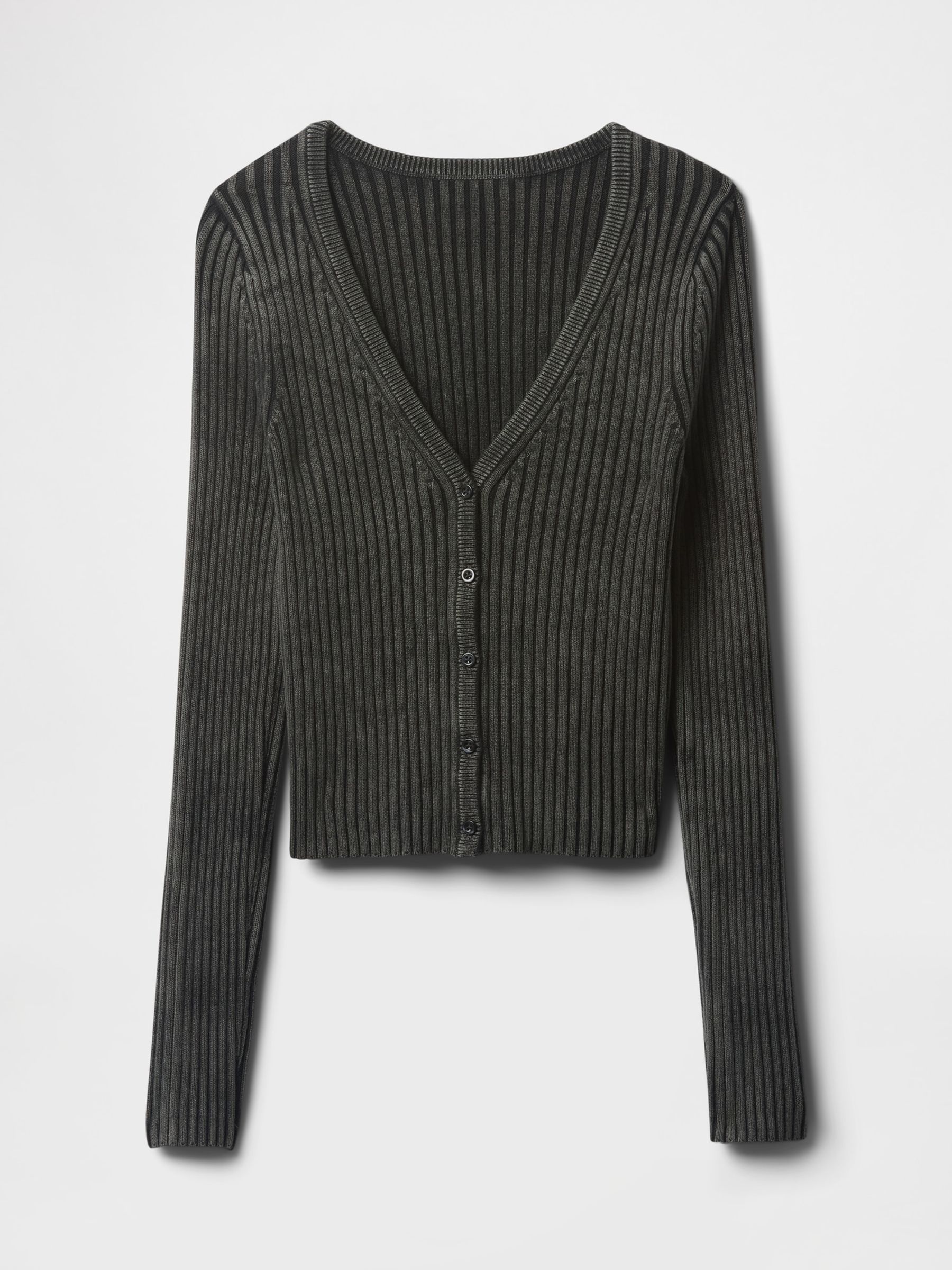 Black Cropped Plaited Rib Cardigan - Image 5 of 7