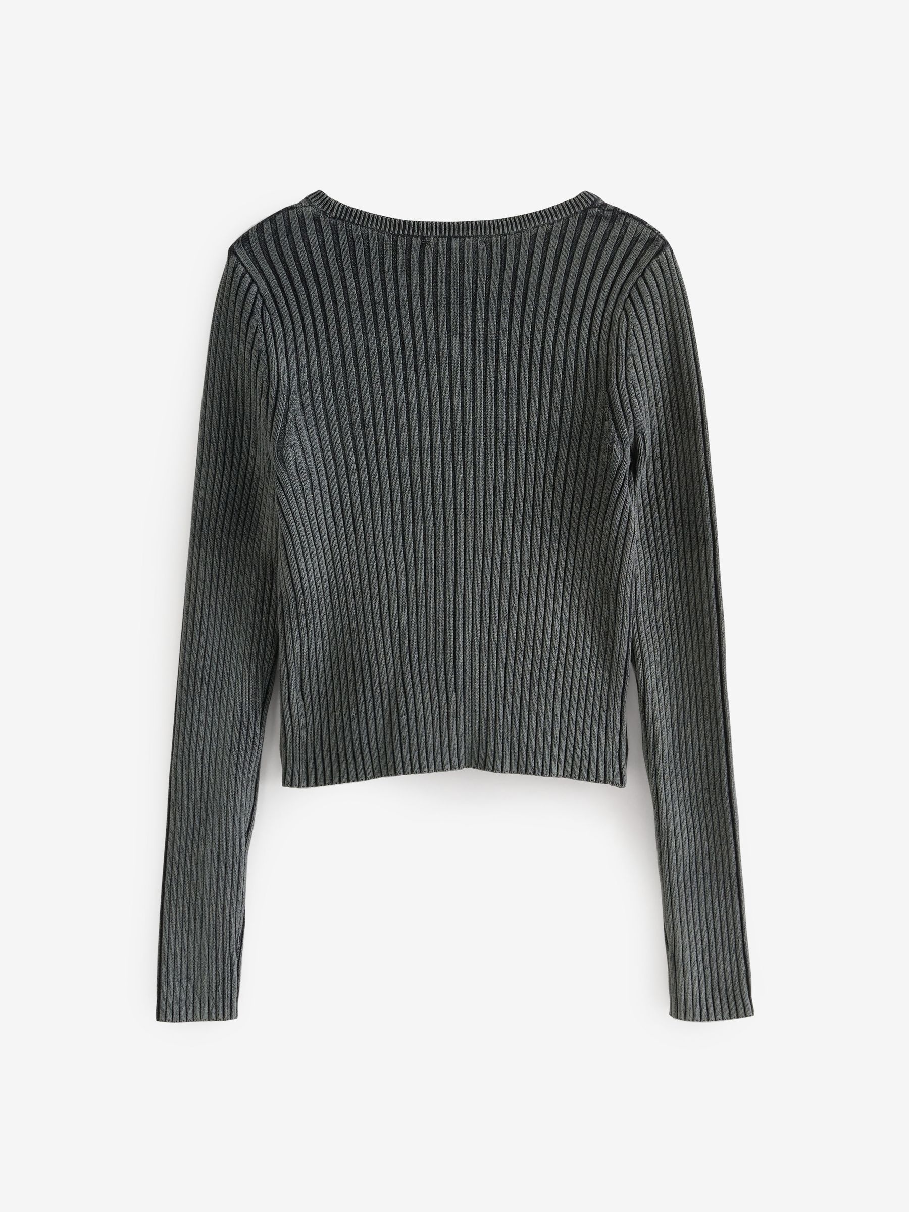 Black Cropped Plaited Rib Cardigan - Image 6 of 7
