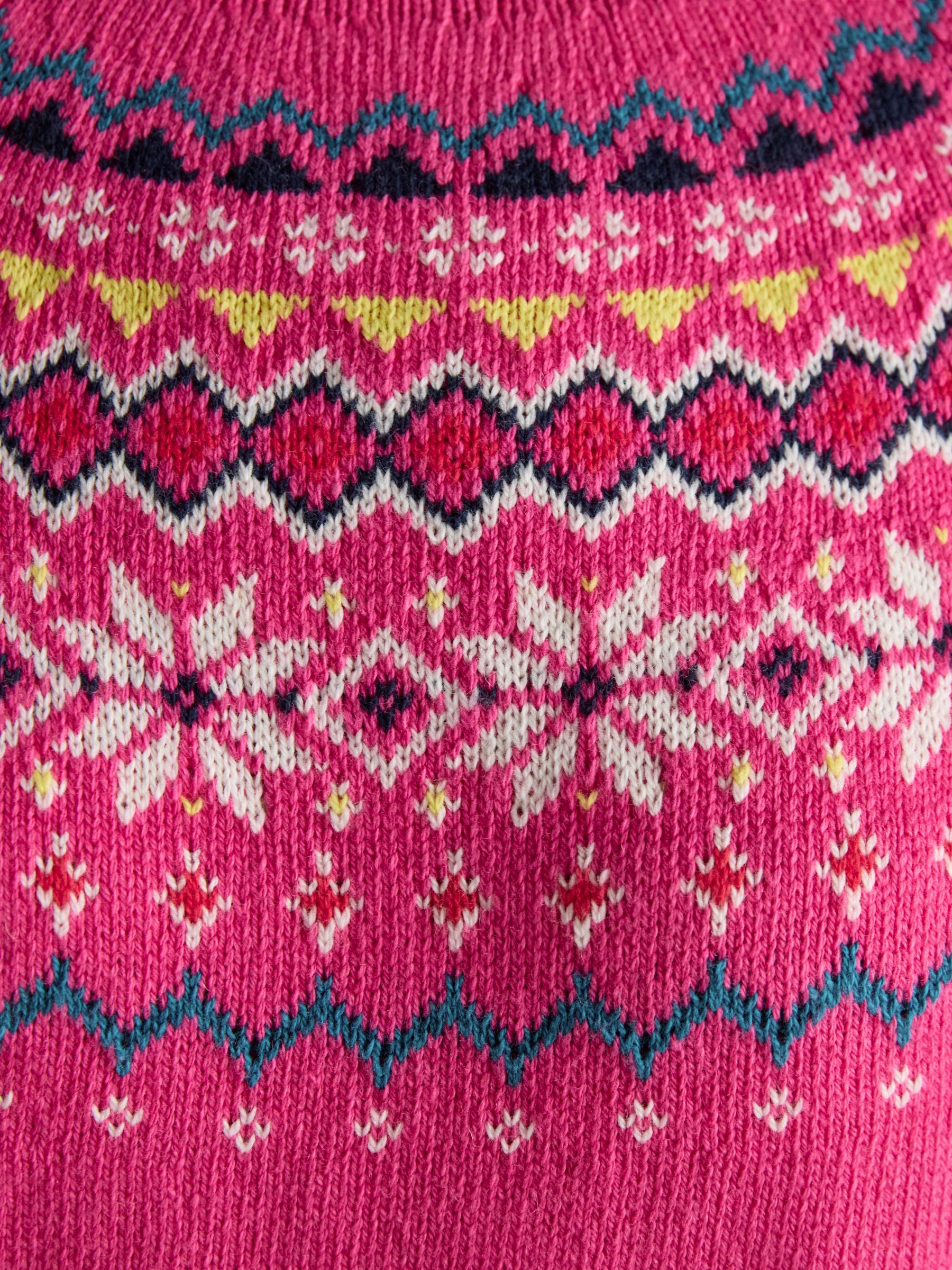 Alba Pink Fair Isle High Neck Cotton-Blend Jumper - Image 7 of 8
