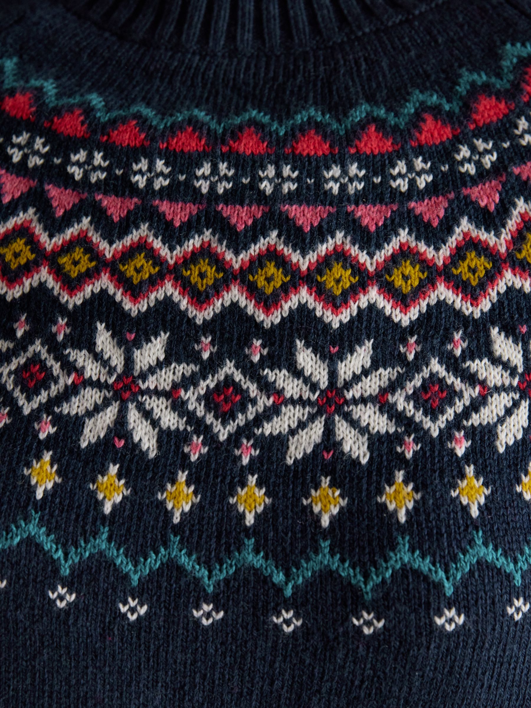 Alba Navy Fair Isle High Neck Cotton-Blend Jumper - Image 6 of 7