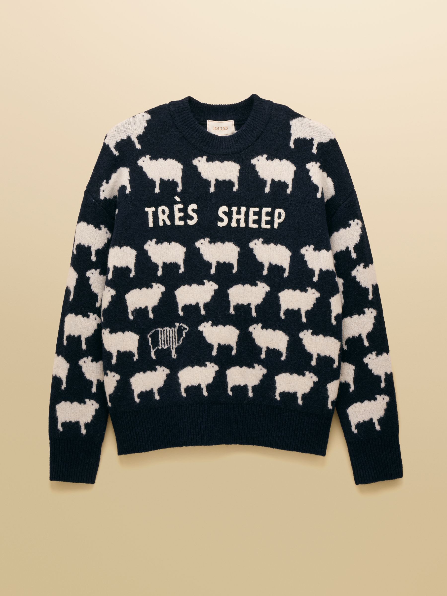 Knitted Navy Tres Sheep Jumper with Crew Neck - Image 10 of 10 Knitted Navy Tres Sheep Jumper with Crew Neck - Image 10 of 10