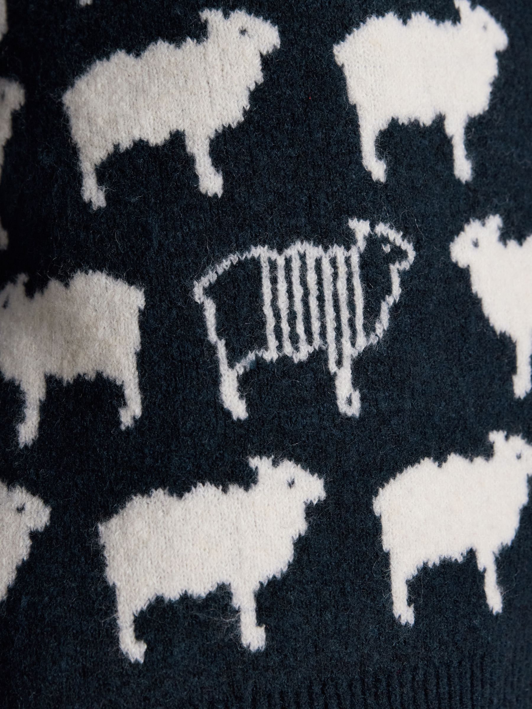 Knitted Navy Tres Sheep Jumper with Crew Neck - Image 7 of 10