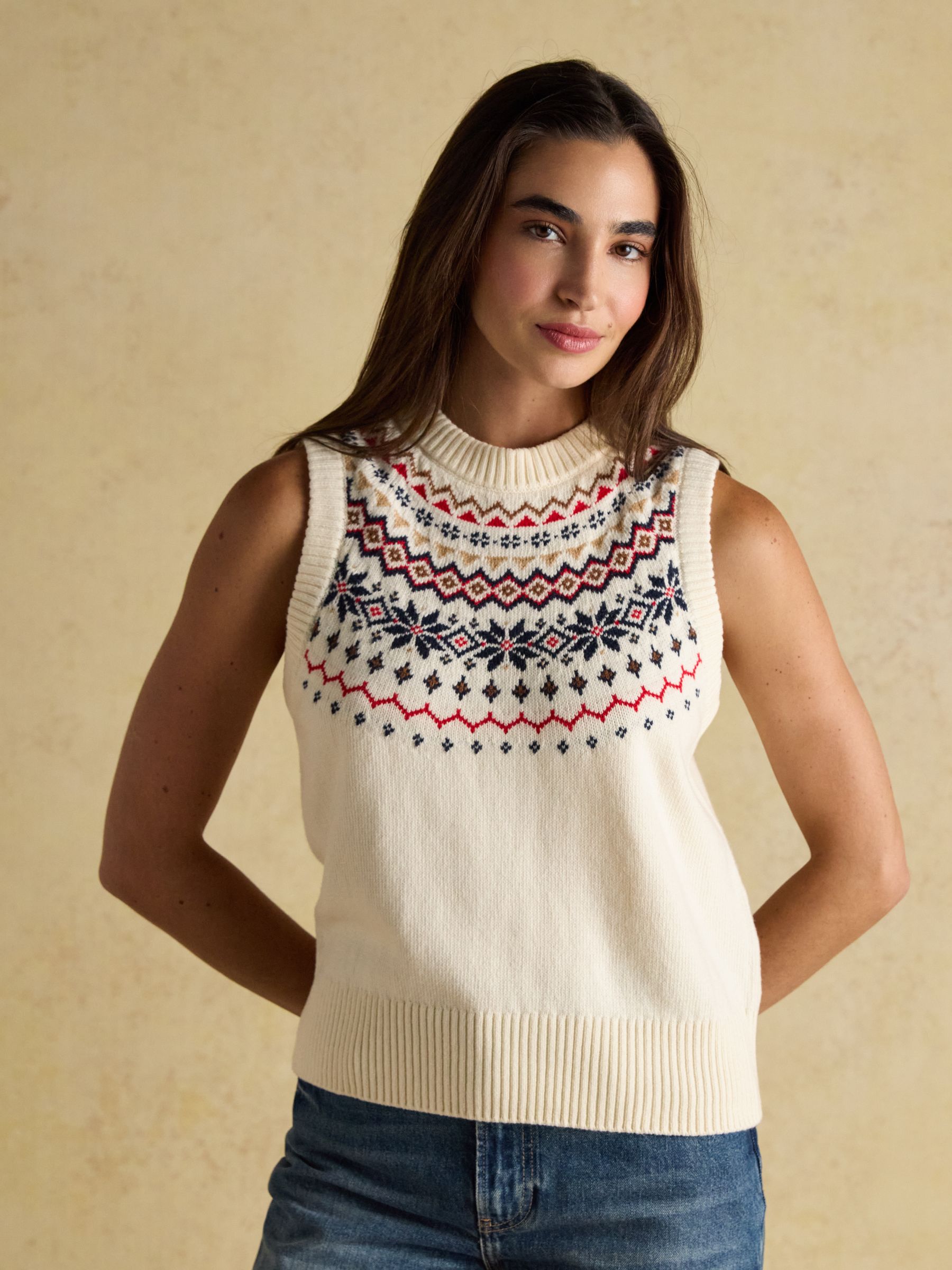 Alba Cream Fair Isle Cotton Rich Vest - Image 1 of 8